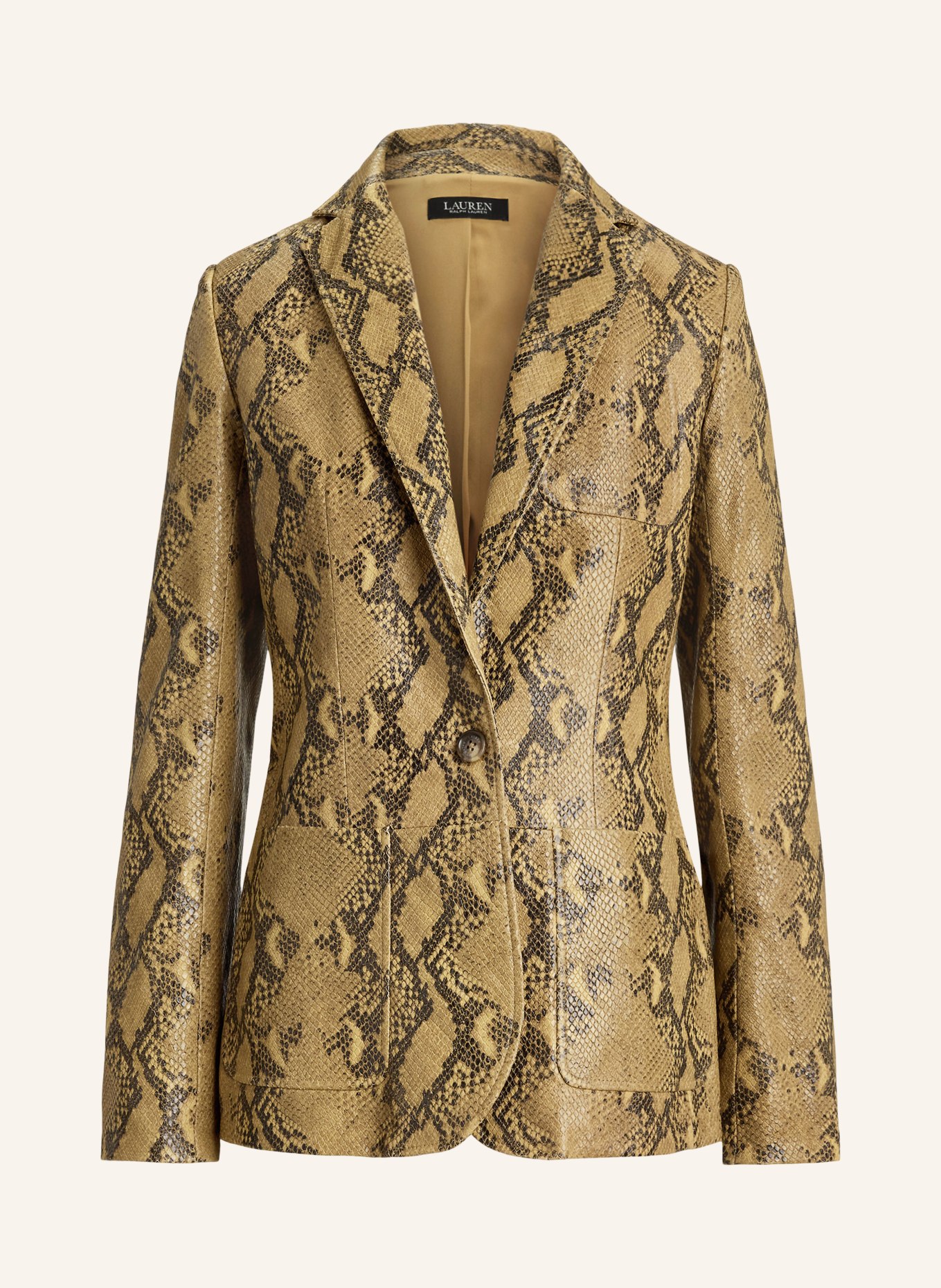 LAUREN RALPH LAUREN Lederblazer: CAMEL / BRAUN