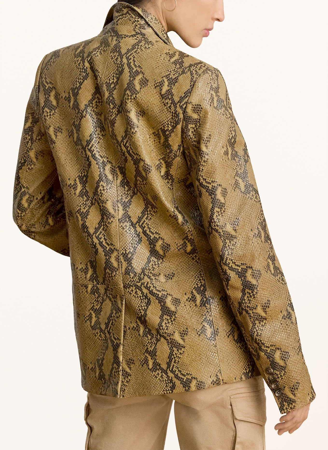 LAUREN RALPH LAUREN Lederblazer: CAMEL / BRAUN