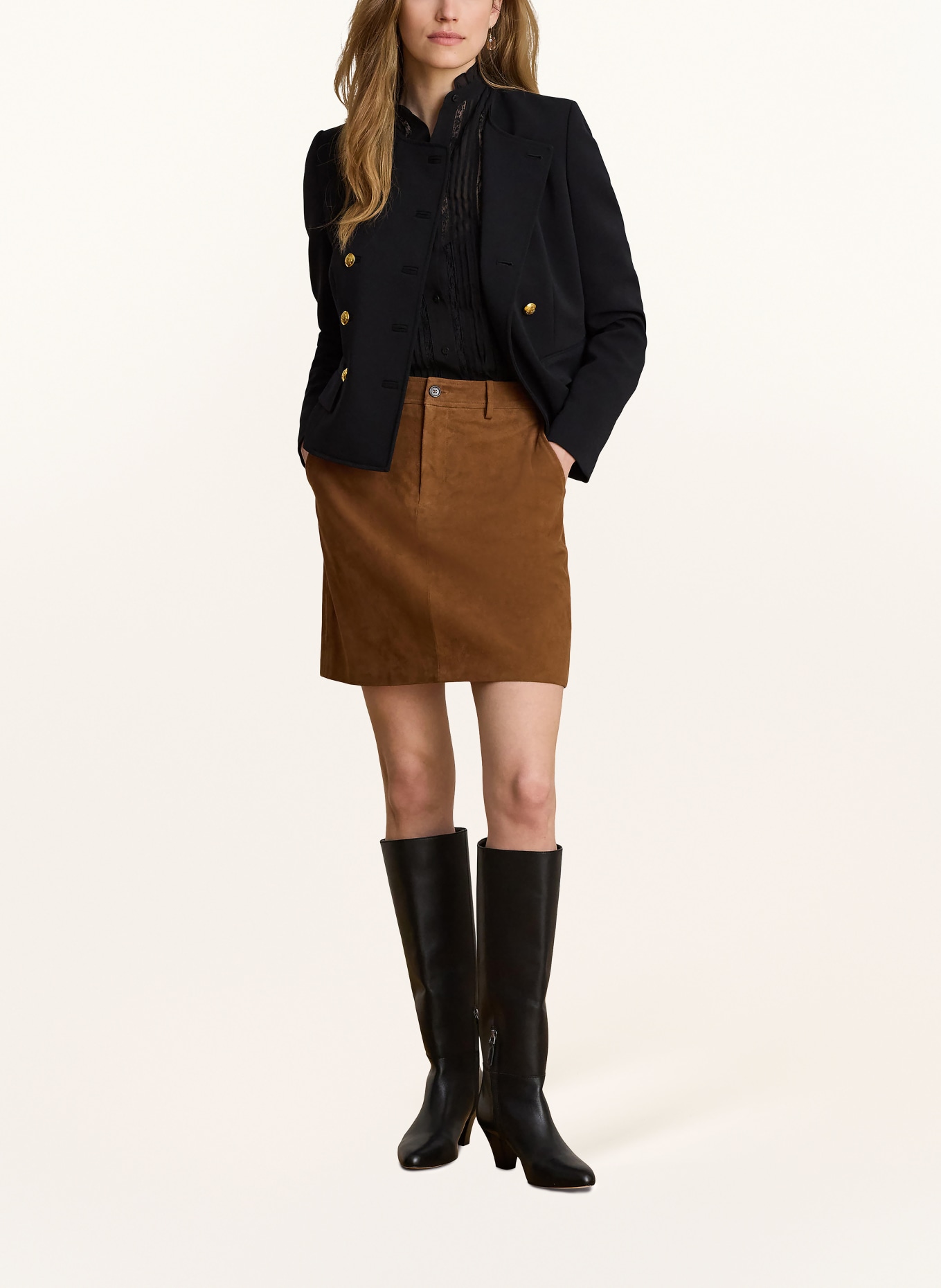 LAUREN RALPH LAUREN Leather skirt: CAMEL