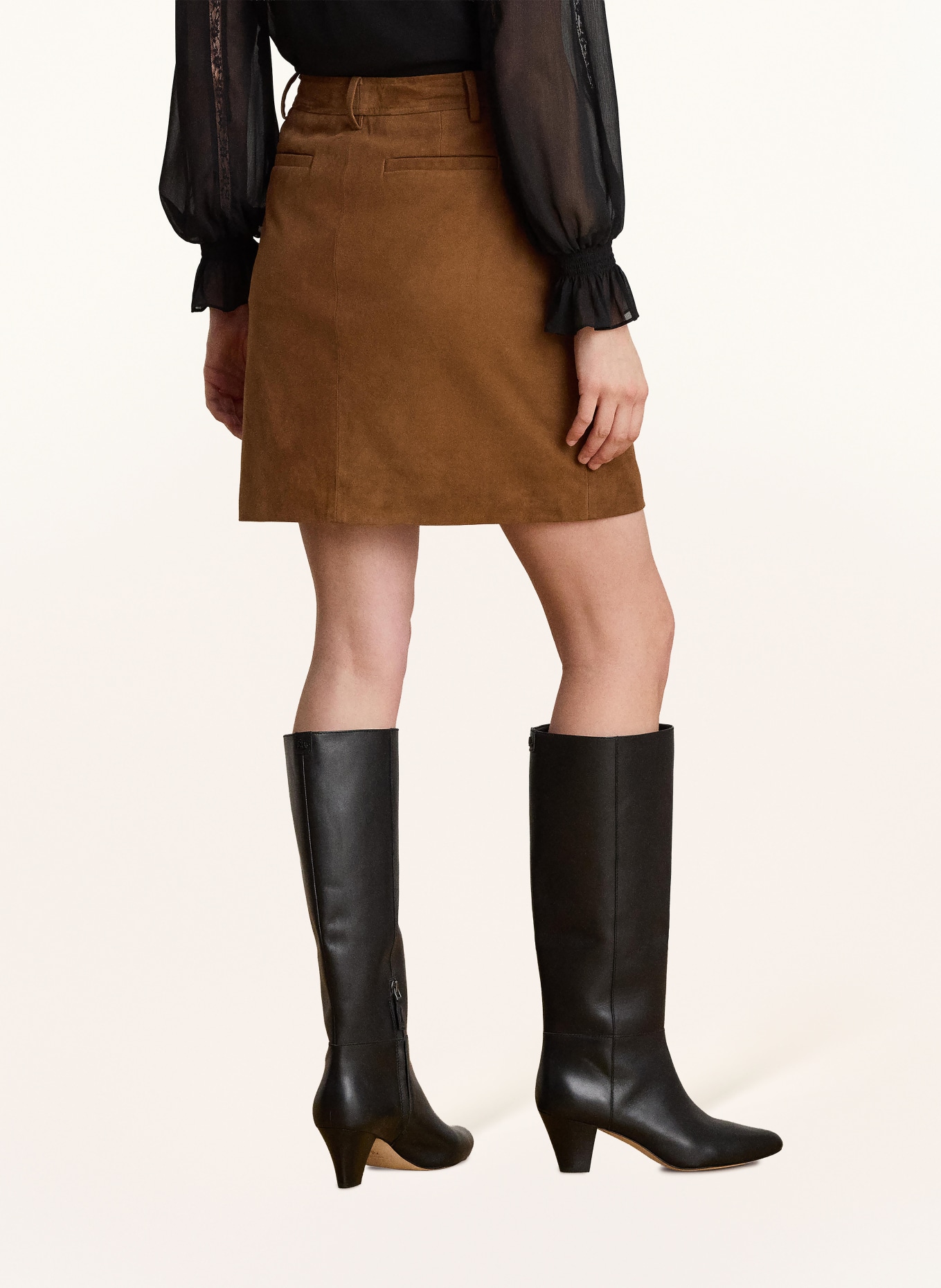LAUREN RALPH LAUREN Leather skirt: CAMEL