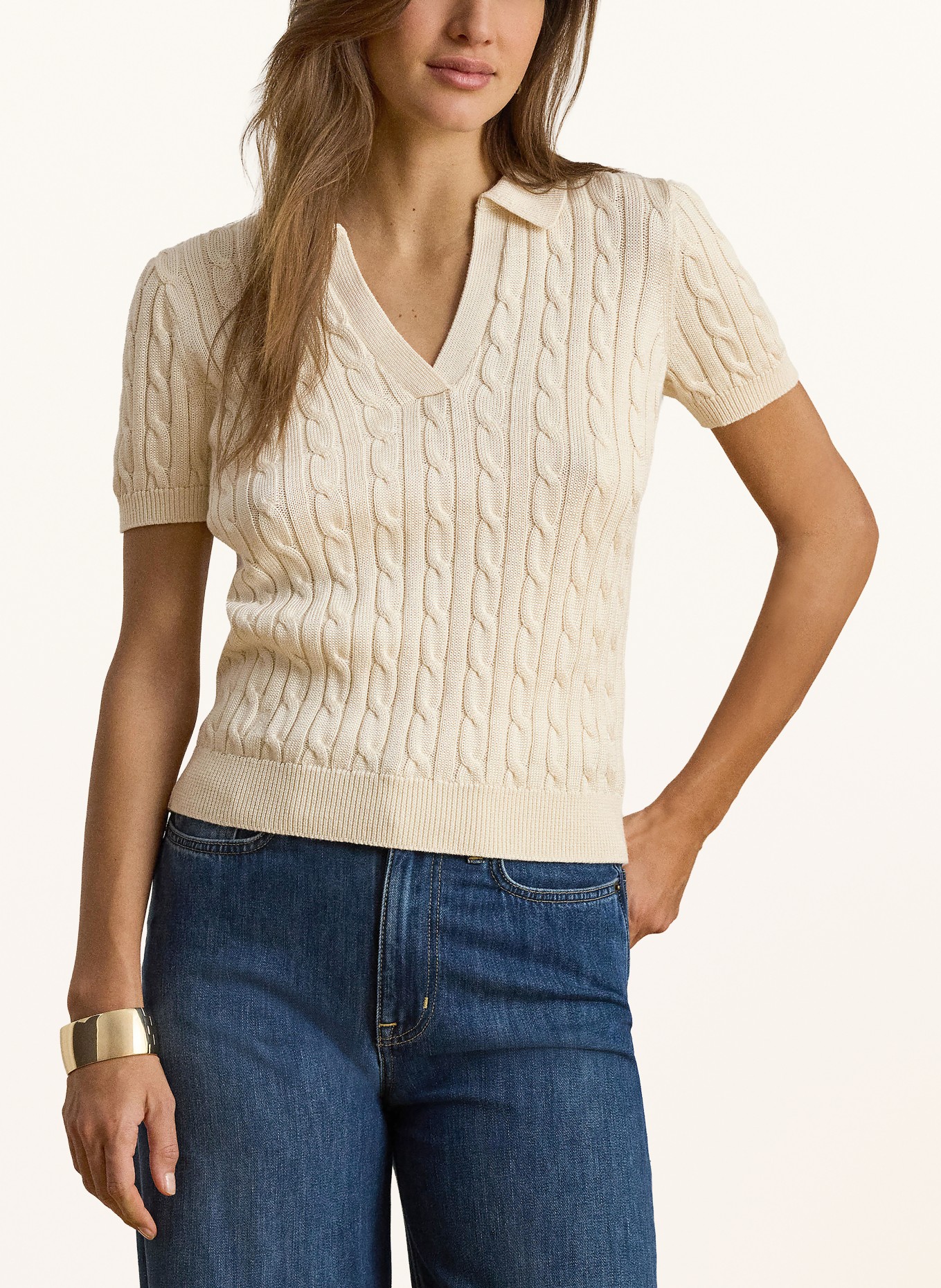 LAUREN RALPH LAUREN Strickshirt: CREME