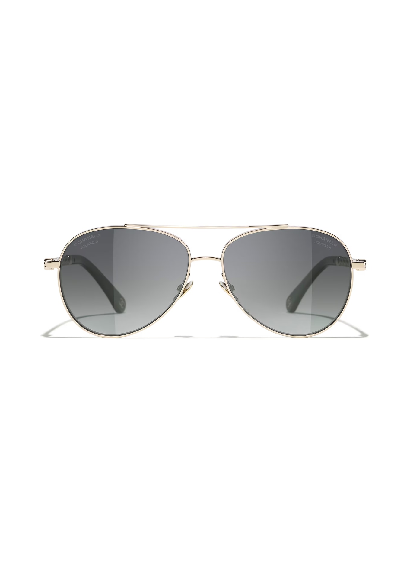 CHANEL Pilotensonnenbrille mit Schmuckperlen: GOLD/ SCHWARZ