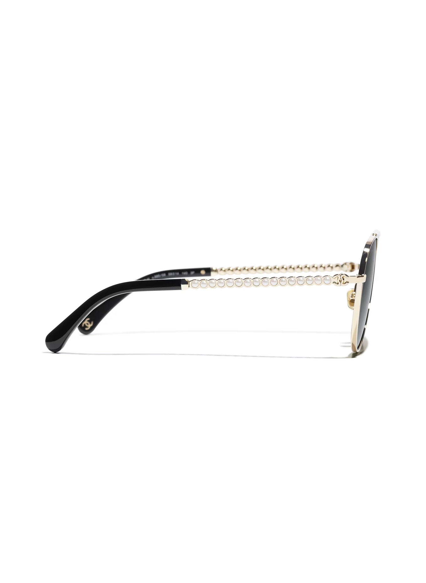 CHANEL Pilotensonnenbrille mit Schmuckperlen: GOLD/ SCHWARZ
