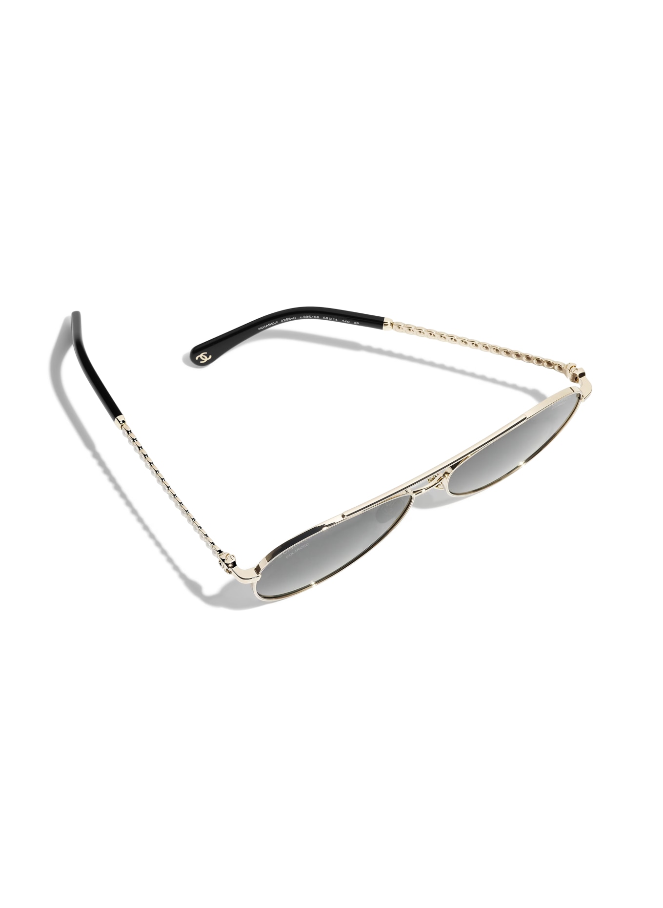 CHANEL Pilotensonnenbrille mit Schmuckperlen: GOLD/ SCHWARZ