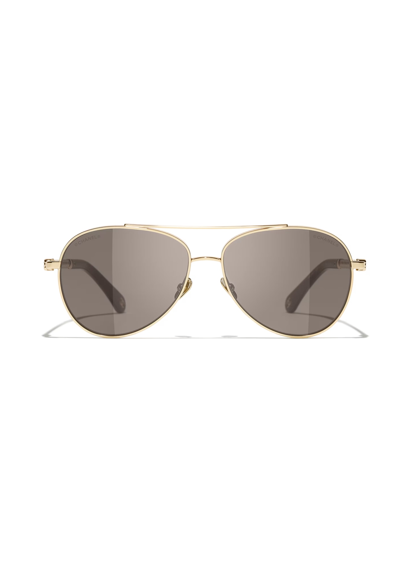 CHANEL Pilotenzonnebril met sierparels: GOUD/BRUIN
