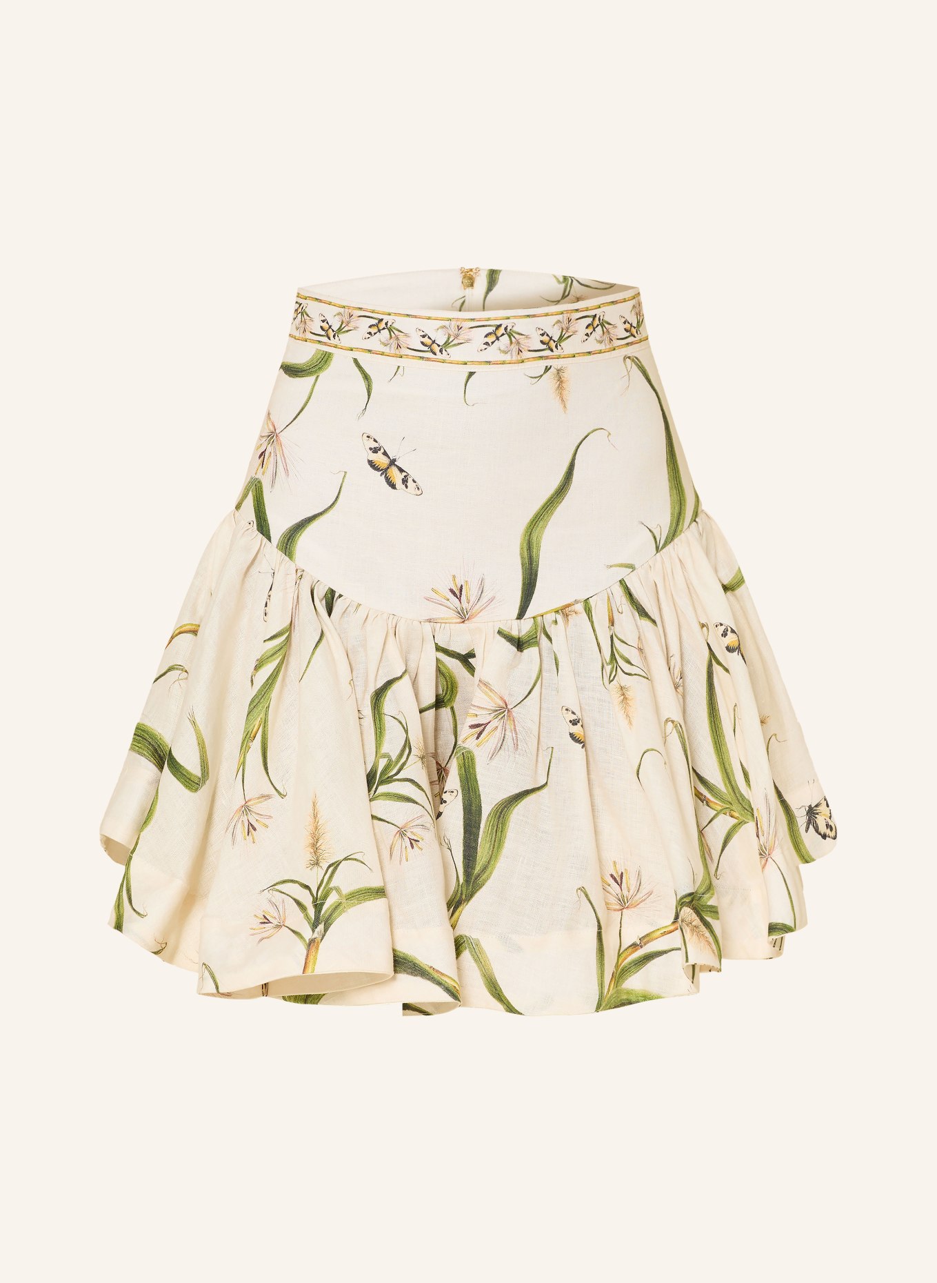 Agua by Agua Bendita Linen Skirt JACARINA AZUCAR: CREAM / COGNAC / OLIVE