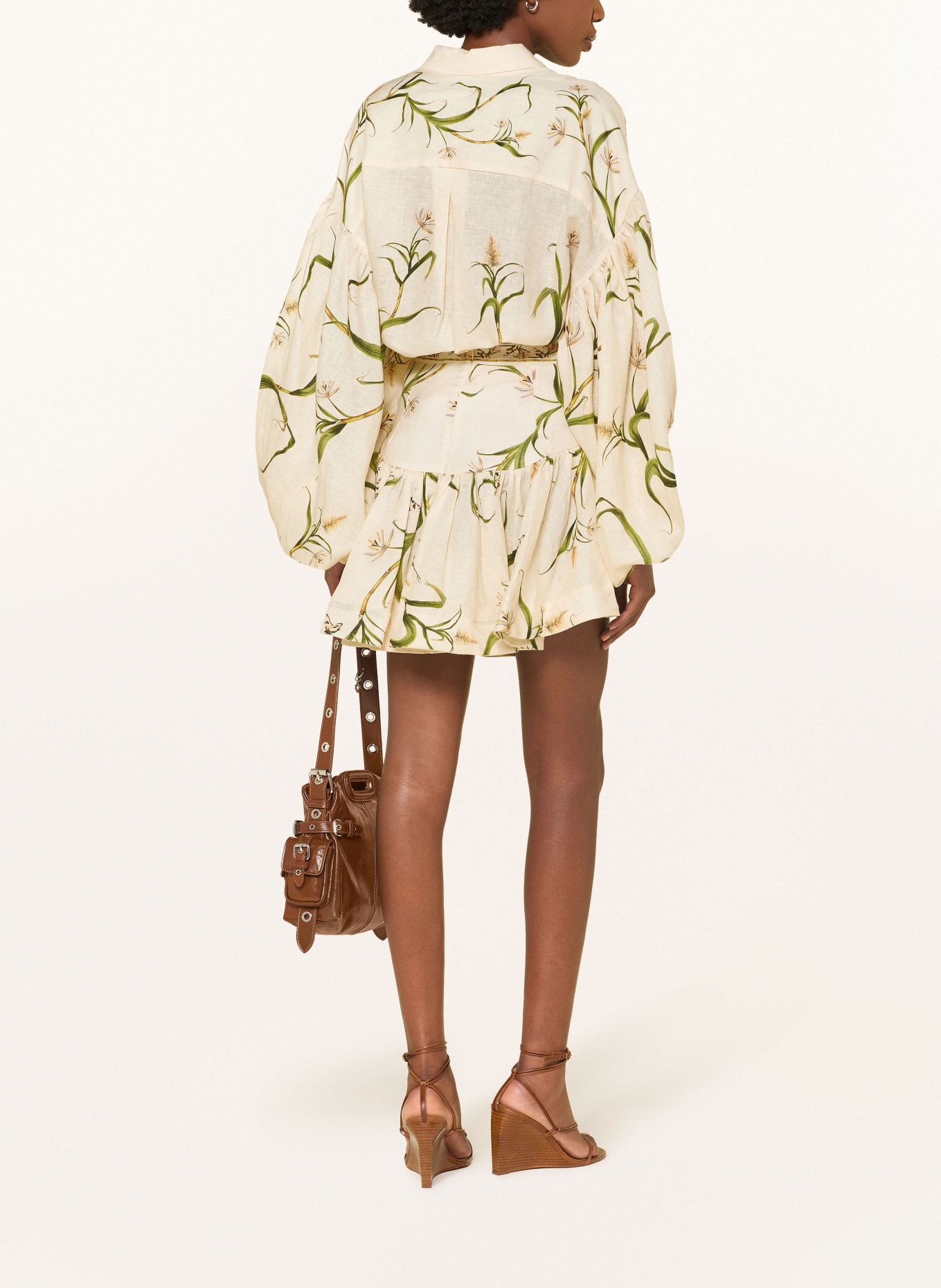 Agua by Agua Bendita AZUCAR linen shirt blouse: CREAM / COGNAC / OLIVE