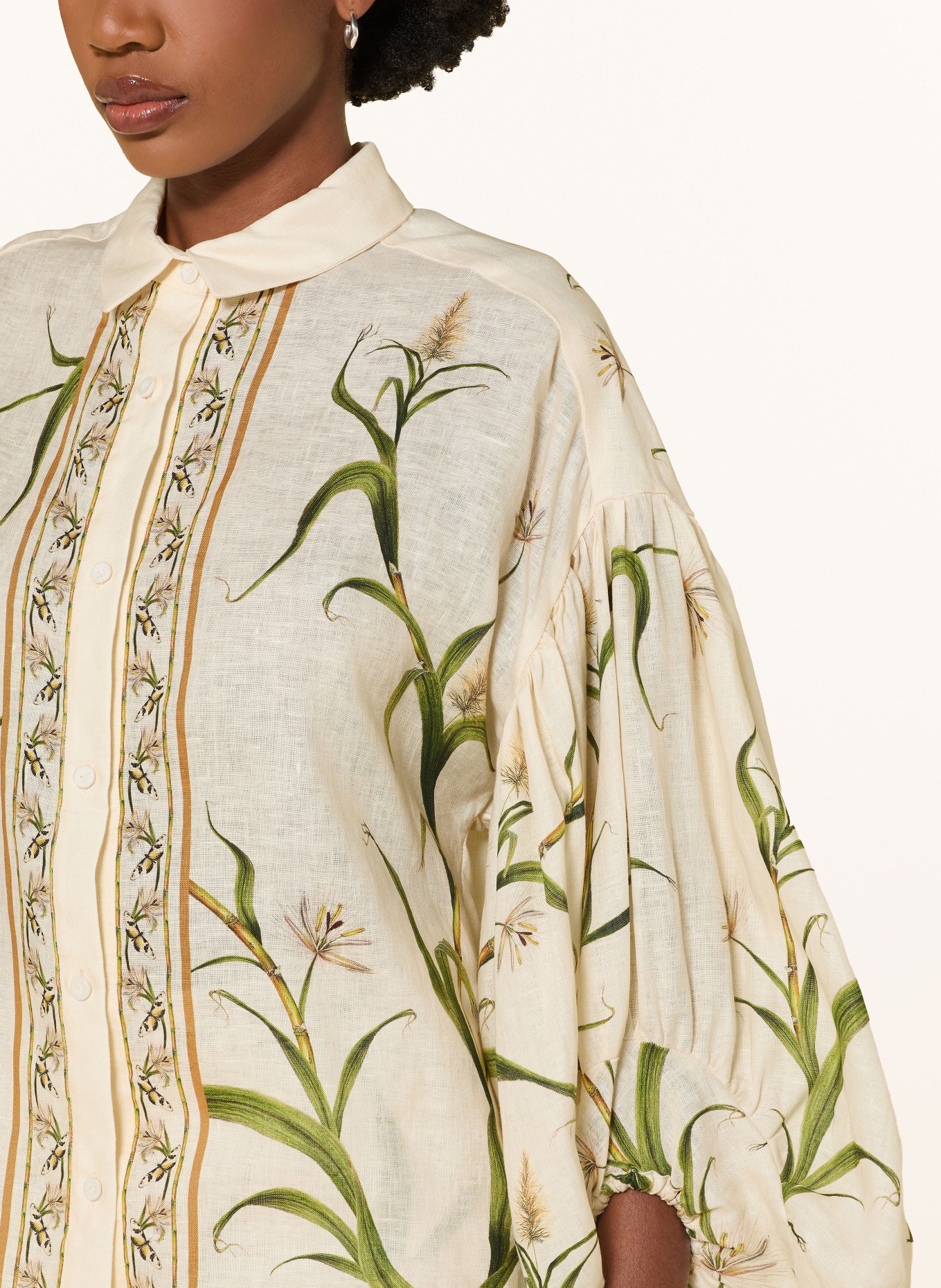 Agua by Agua Bendita AZUCAR linen shirt blouse: CREAM / COGNAC / OLIVE