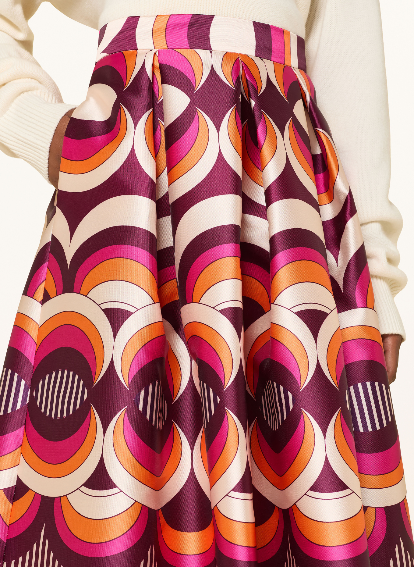 LUNATICA MILANO Jupe en satin: ROSE FUCHSIA / CRÈME / ORANGE
