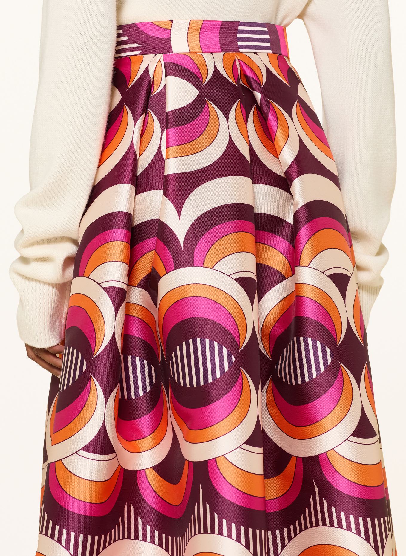 LUNATICA MILANO Jupe en satin: ROSE FUCHSIA / CRÈME / ORANGE