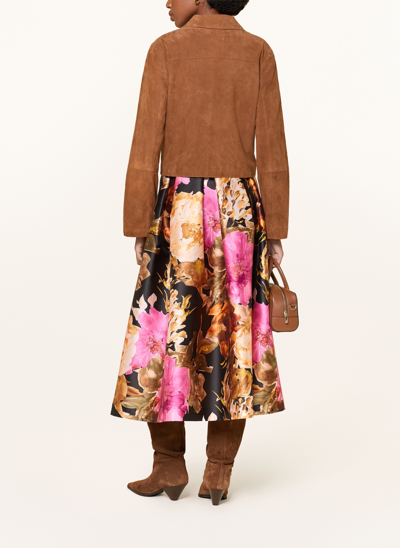 LUNATICA MILANO Satin skirt: PINK / DARK ORANGE / BLACK