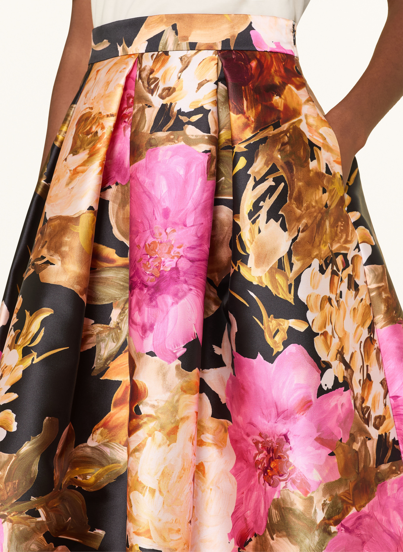 LUNATICA MILANO Satin skirt: PINK / DARK ORANGE / BLACK