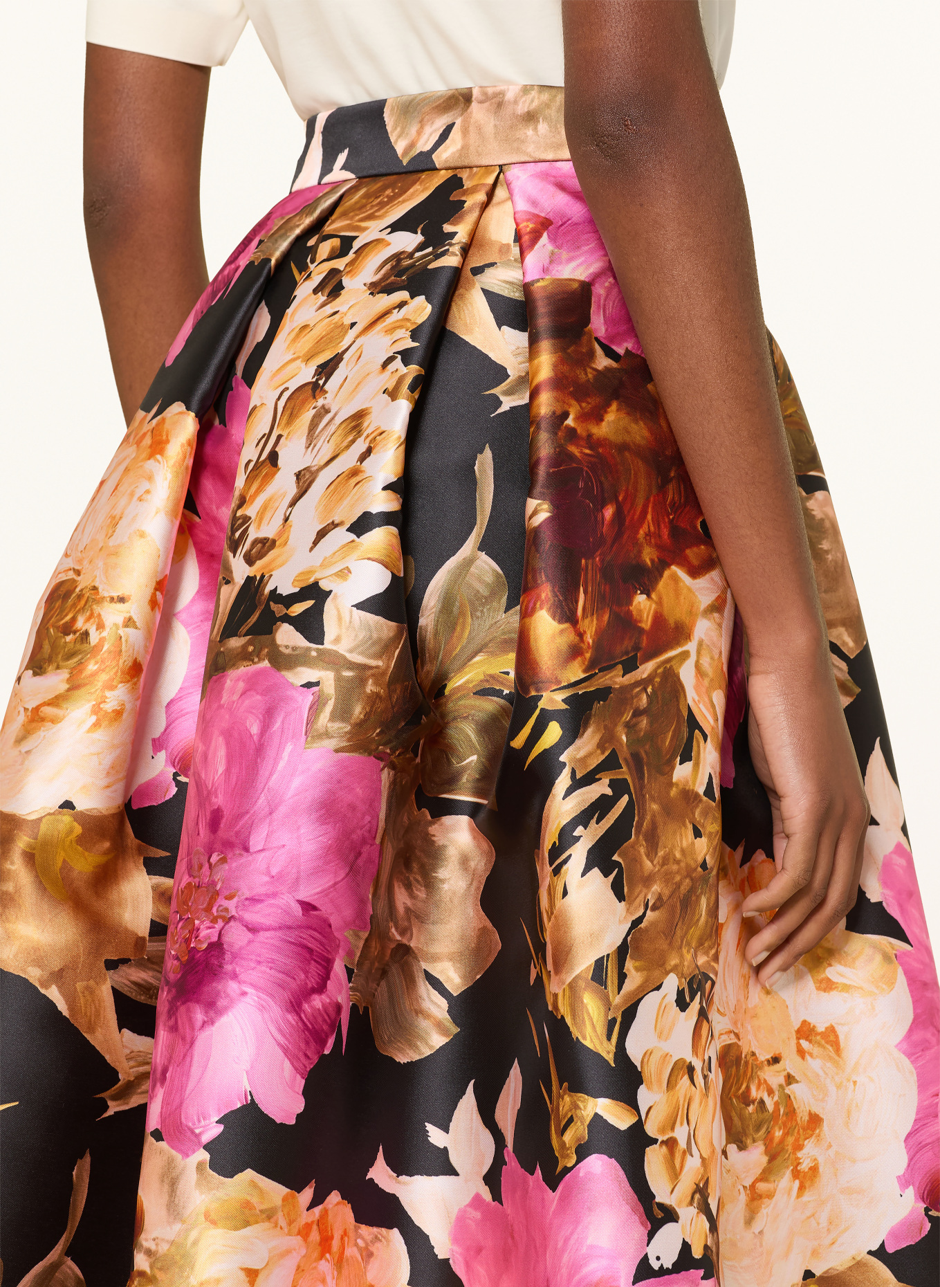 LUNATICA MILANO Satin skirt: PINK / DARK ORANGE / BLACK