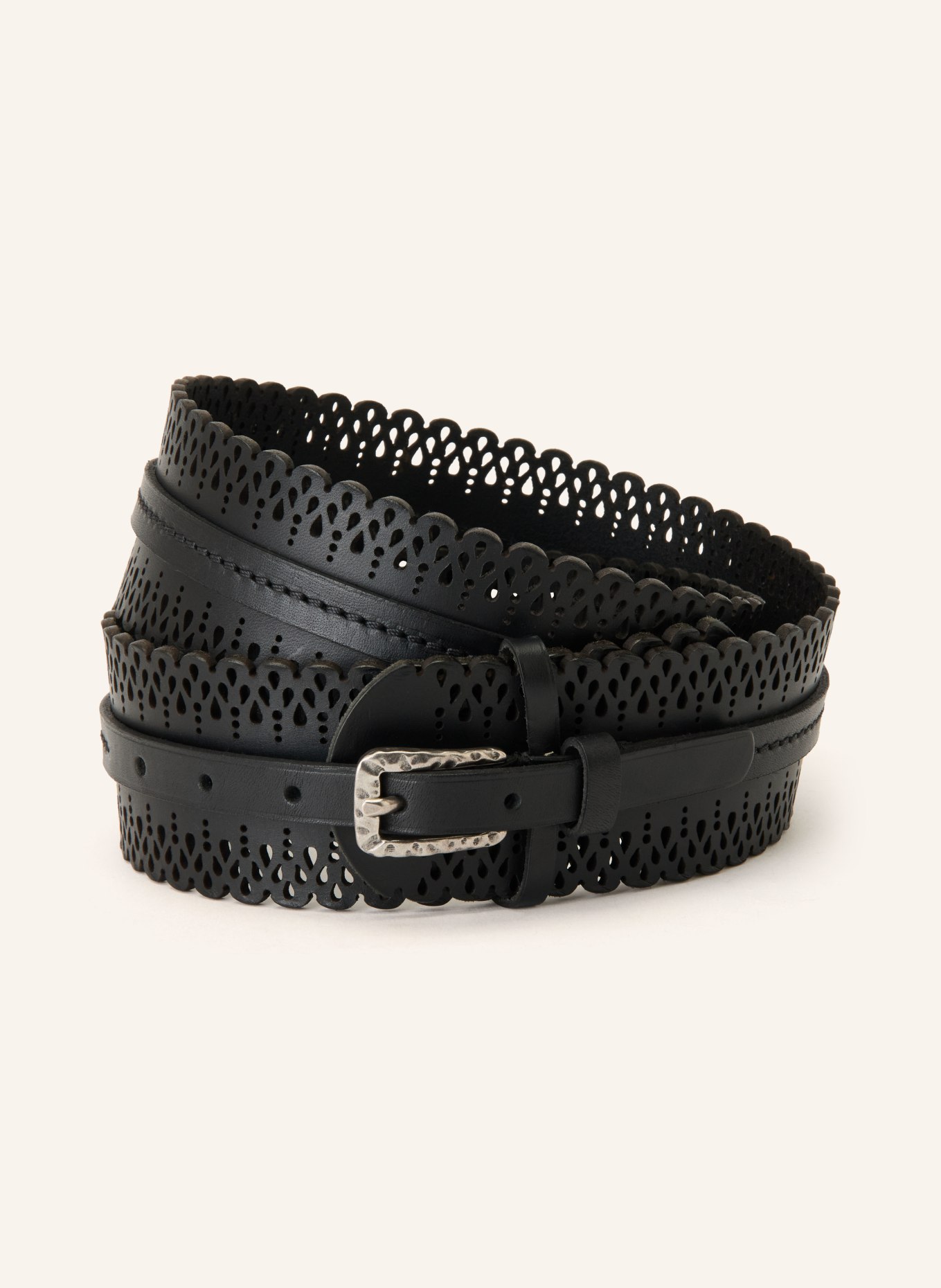 Reptile's House Leren riem VENUS: ZWART / ZILVER