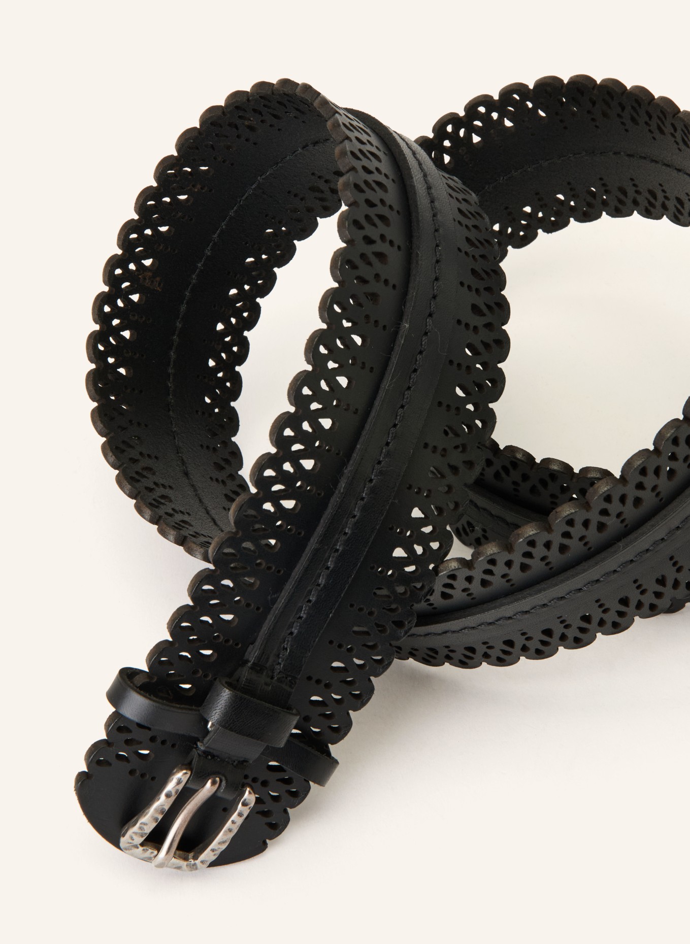 Reptile's House Leren riem VENUS: ZWART / ZILVER
