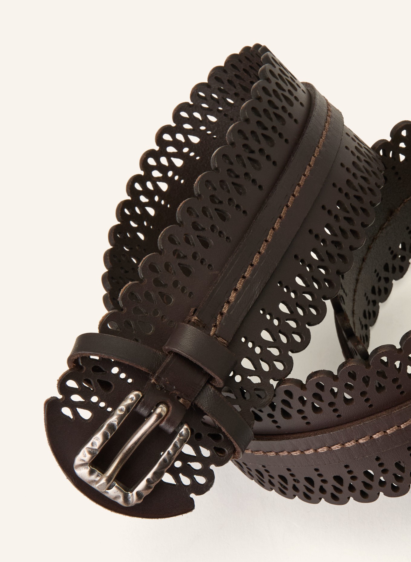 Reptile's House Leren riem VENUS: MARRON FONCÉ / GOUD