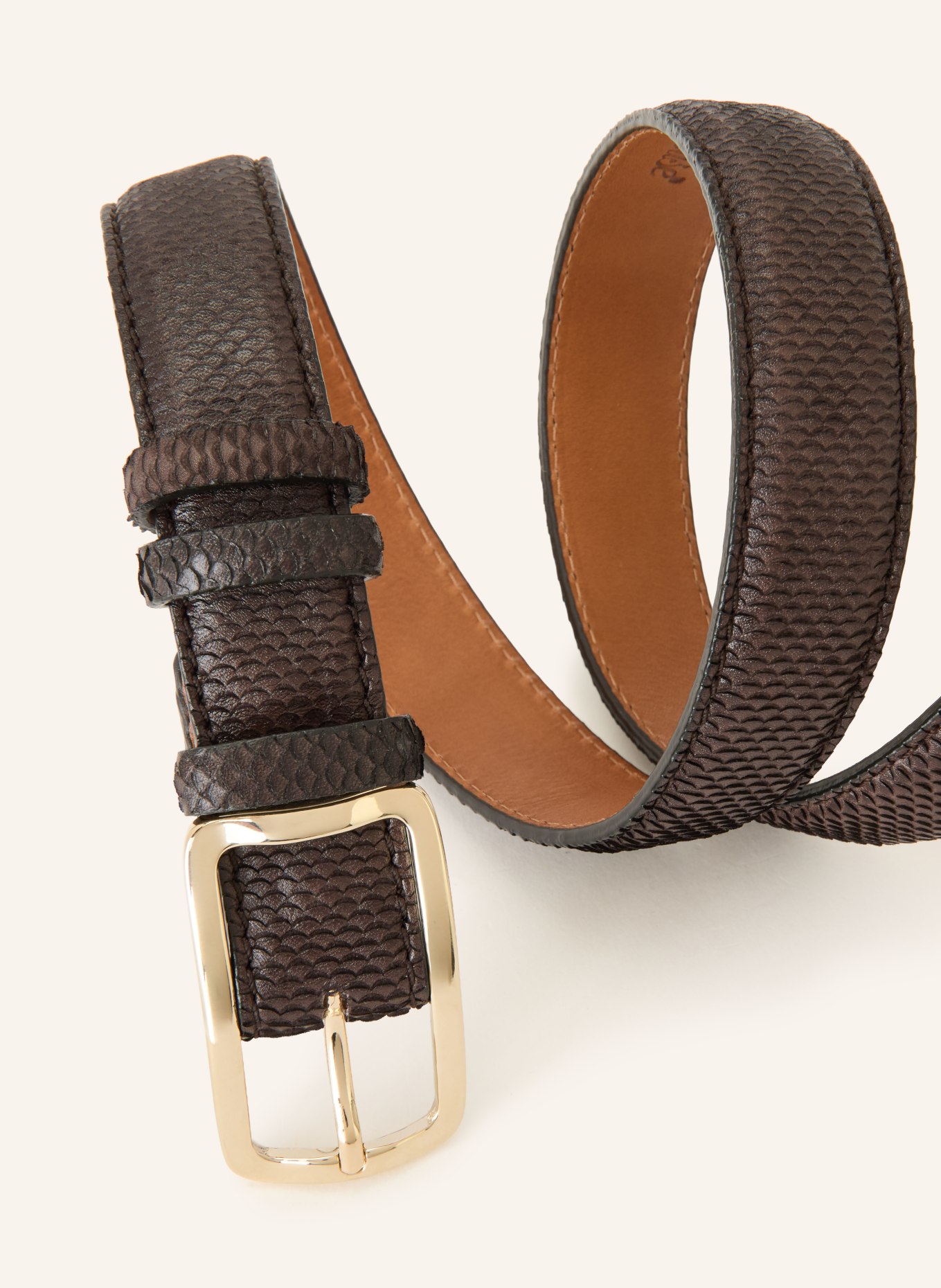 Reptile's House Leren riem BLIND: MARRON FONCÉ / GOUD
