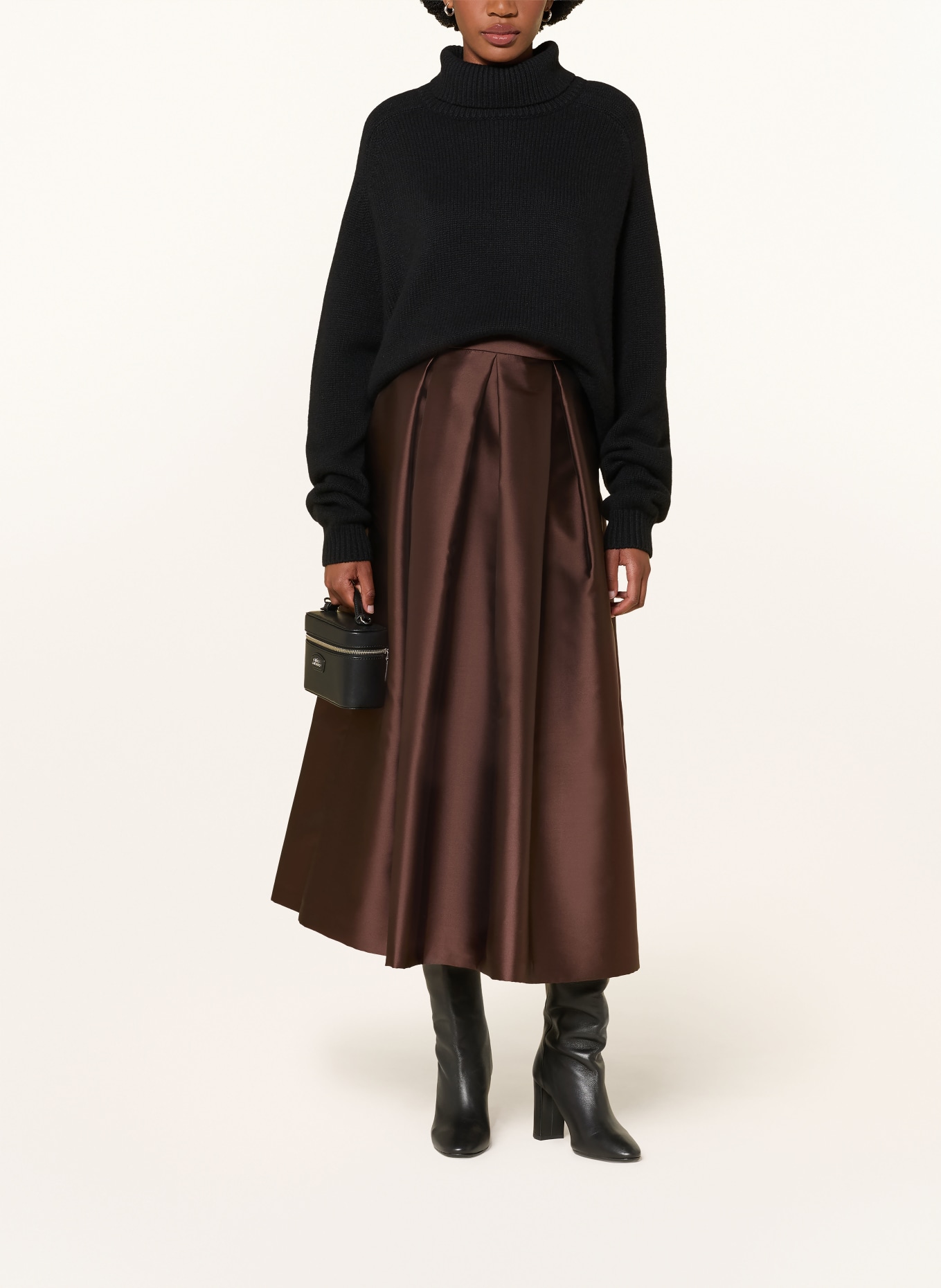LUNATICA MILANO Satin skirt: BROWN