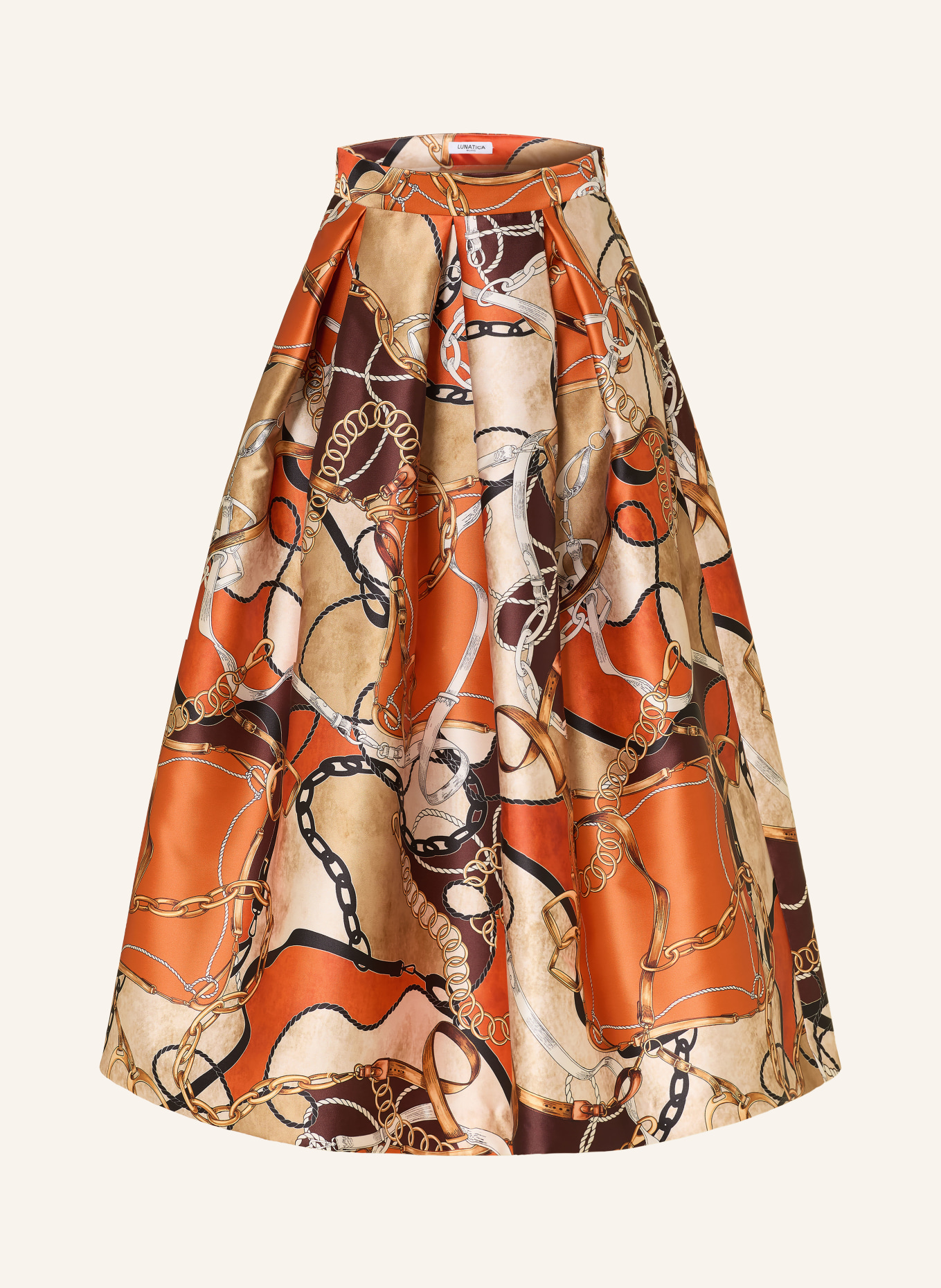 LUNATICA MILANO Jupe en satin: ORANGE / MARRON / BEIGE