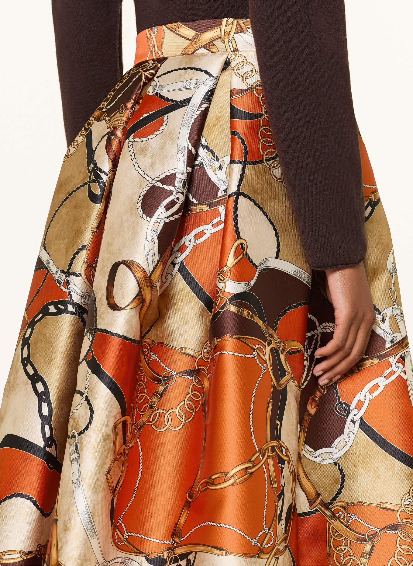 LUNATICA MILANO Jupe en satin: ORANGE / MARRON / BEIGE