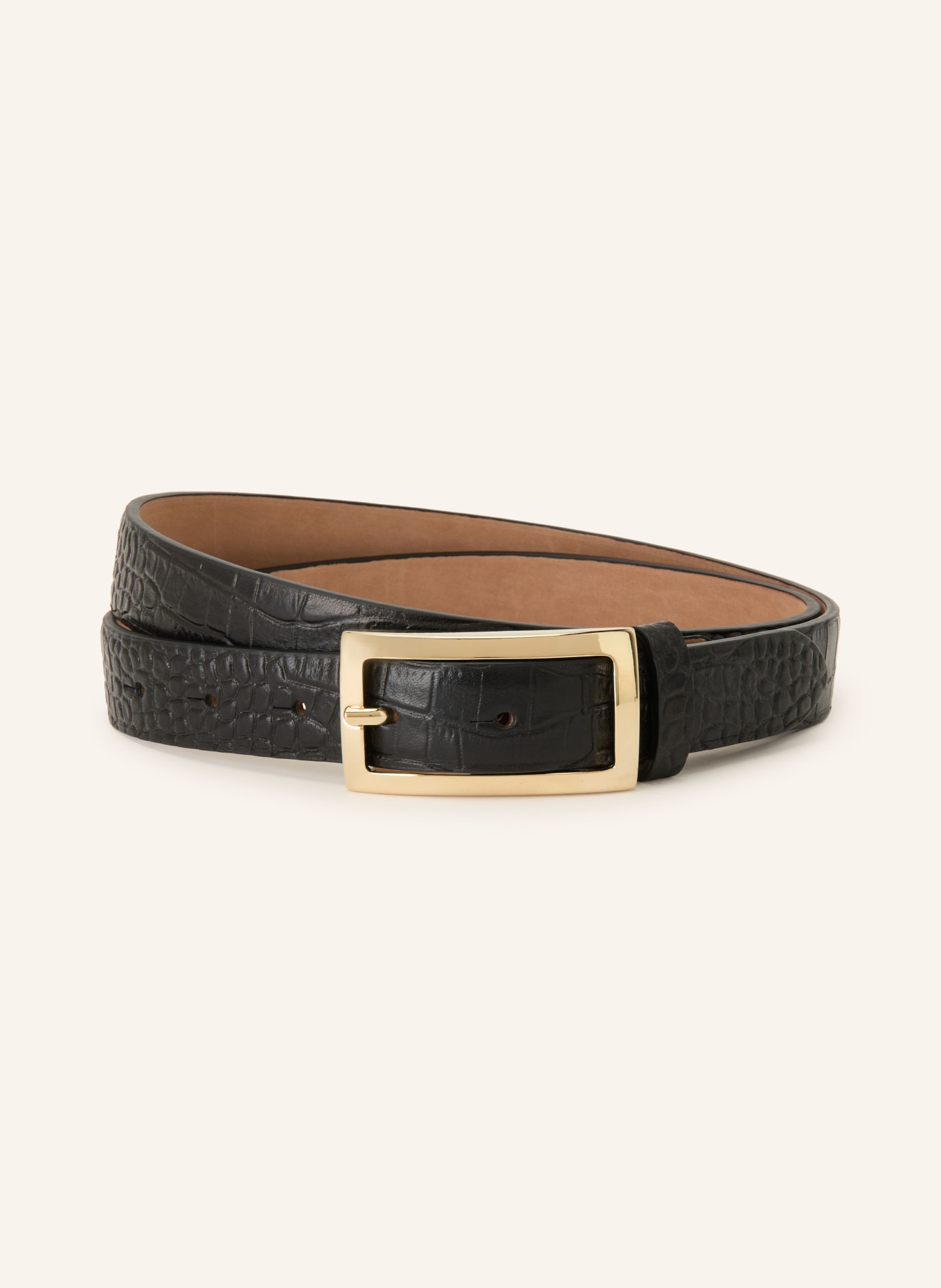 Reptile's House Leren riem LOUISIANA: ZWART / GOUD