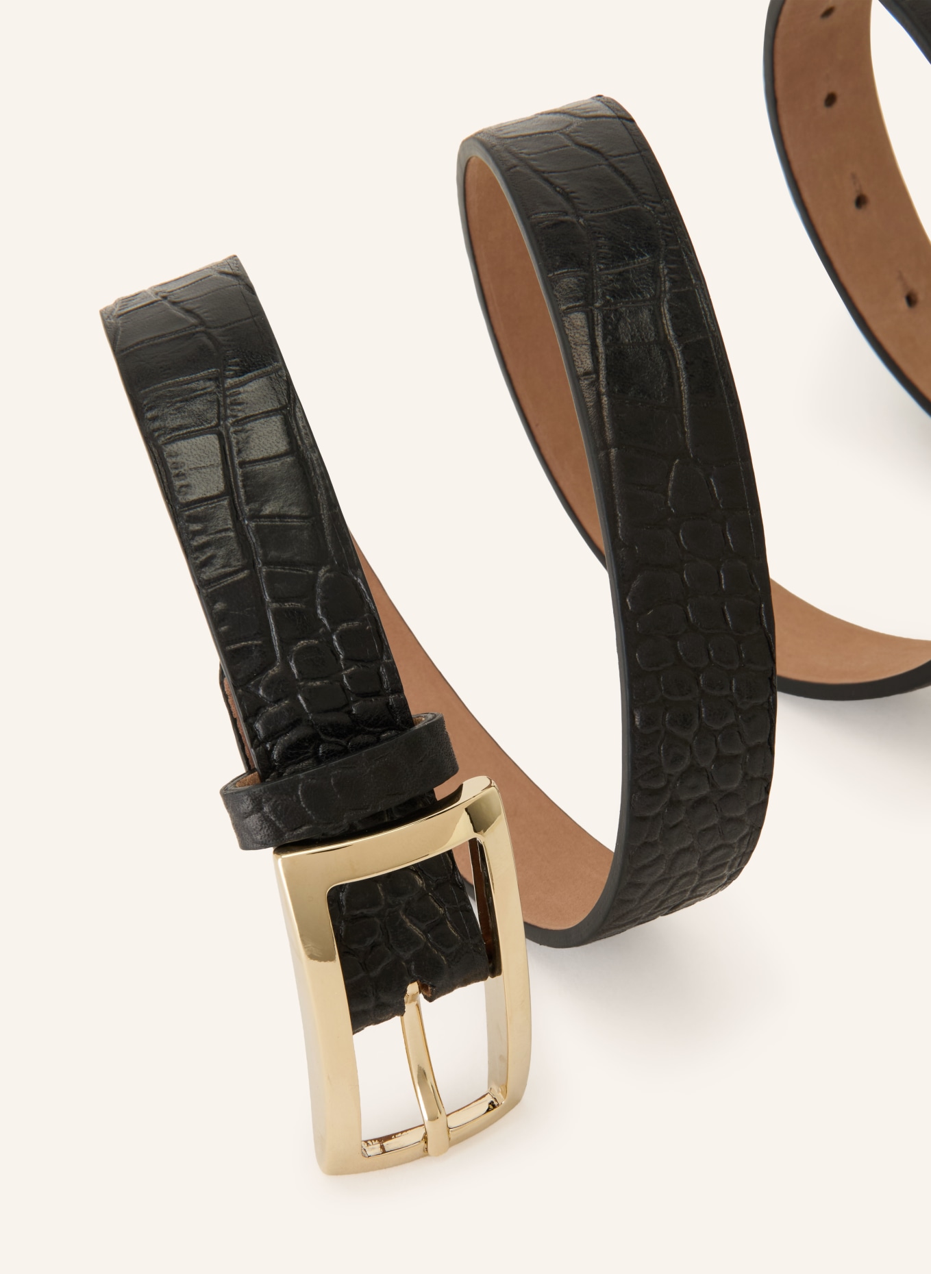 Reptile's House Leren riem LOUISIANA: ZWART / GOUD