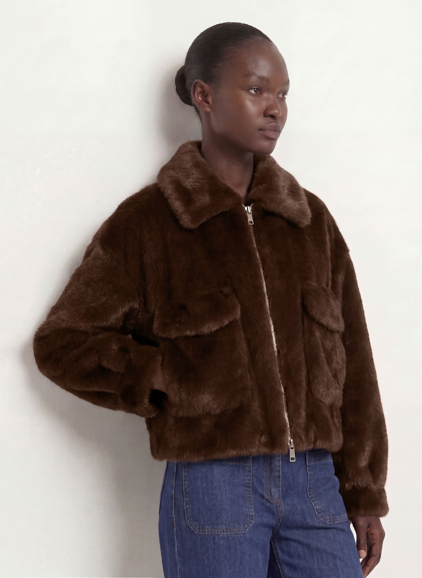 BETTA CORRADI Kunstfell-Jacke: DUNKELBRAUN