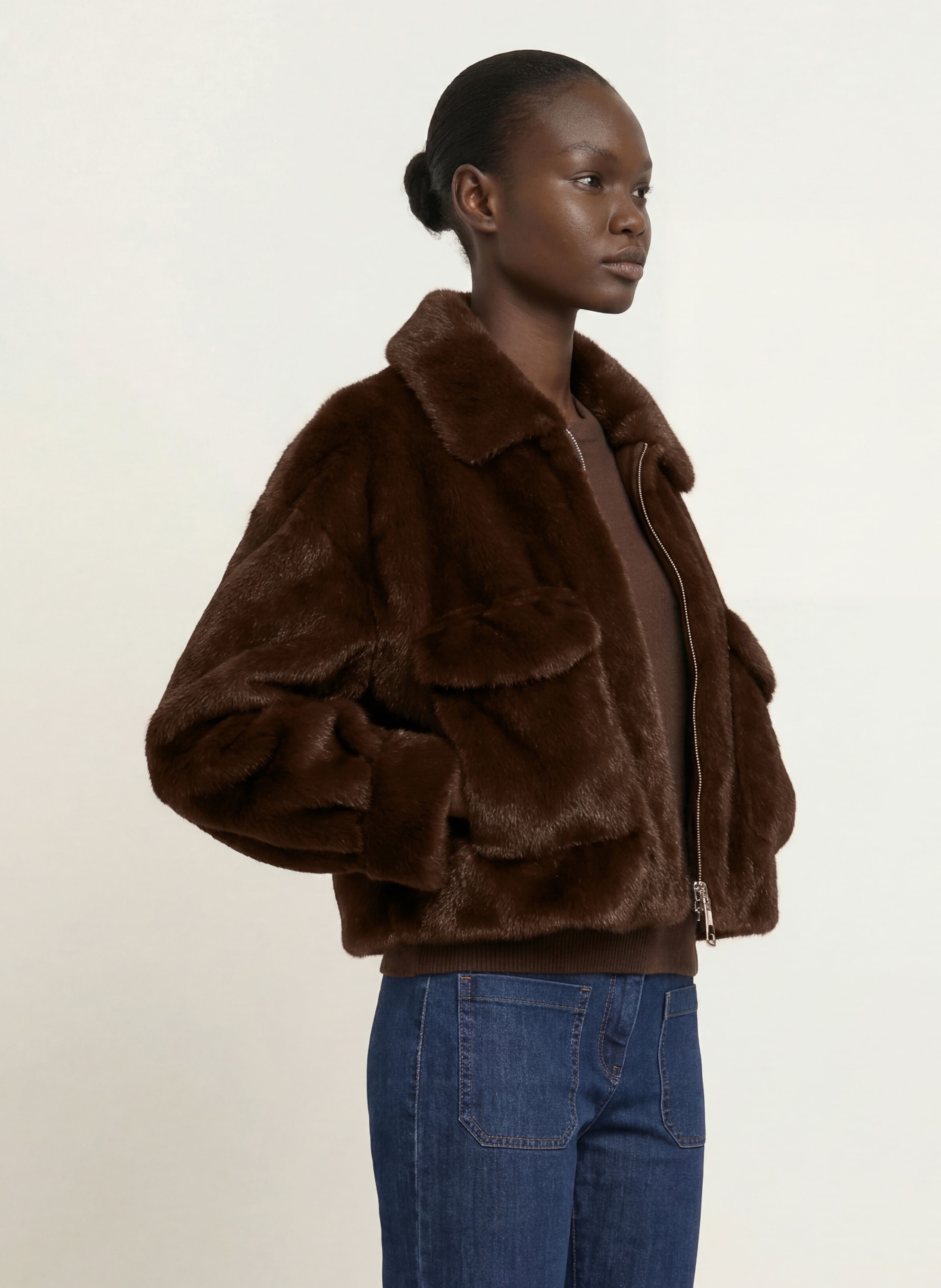 BETTA CORRADI Kunstfell-Jacke: DUNKELBRAUN