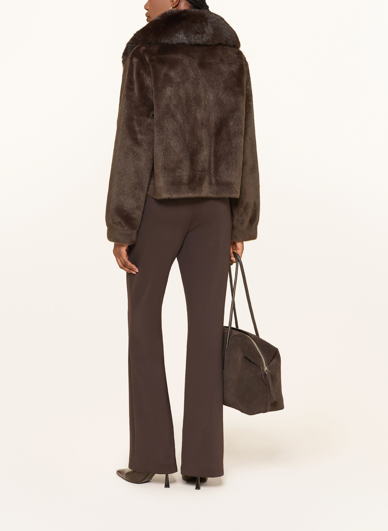 BETTA CORRADI MIMI Faux Fur Jacket: DARK BROWN