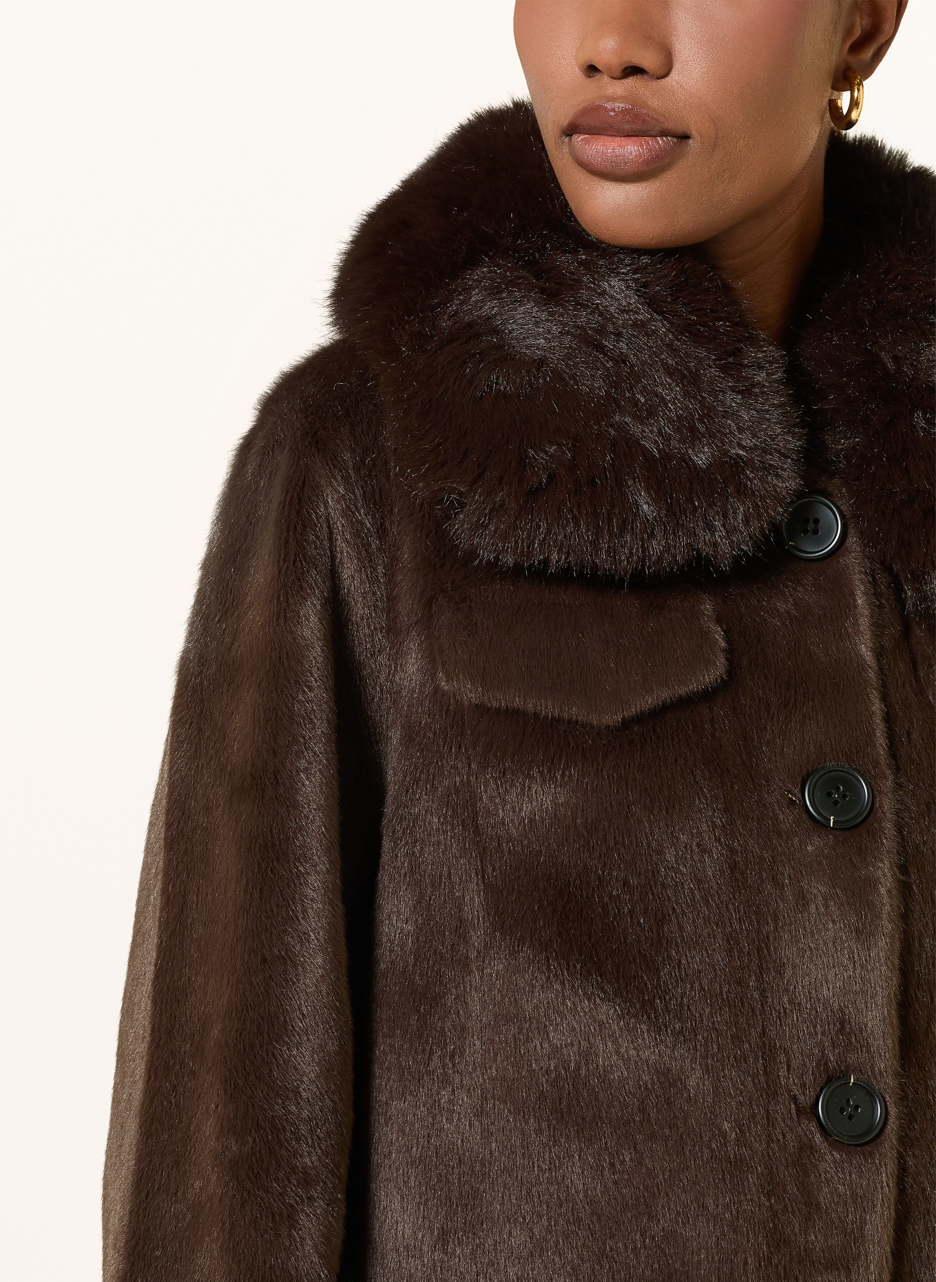 BETTA CORRADI MIMI Faux Fur Jacket: DARK BROWN