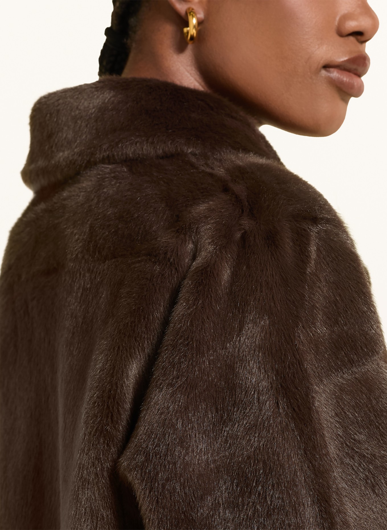 BETTA CORRADI MIMI Faux Fur Jacket: DARK BROWN