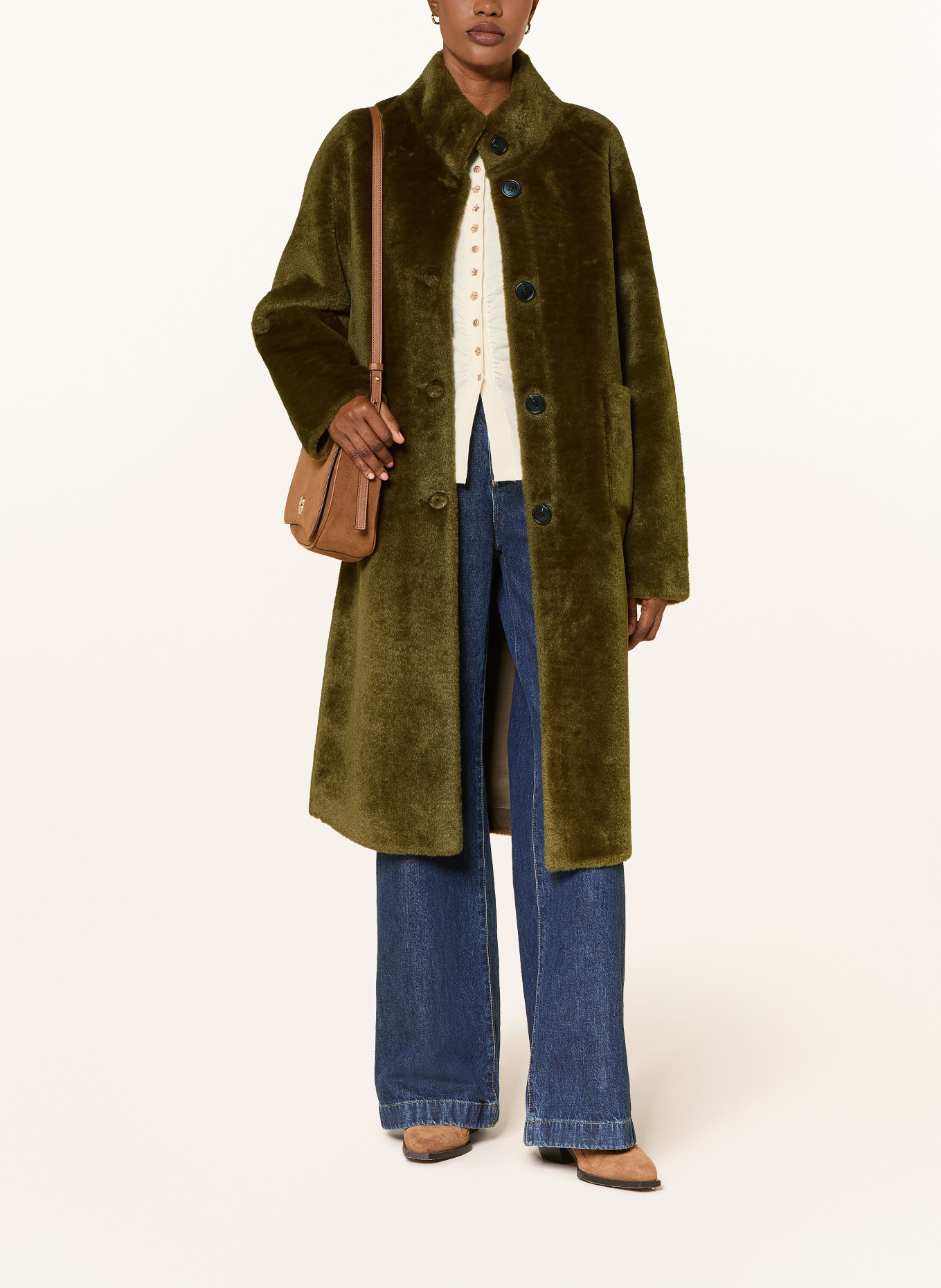 BETTA CORRADI Reversible faux fur coat: OLIVE