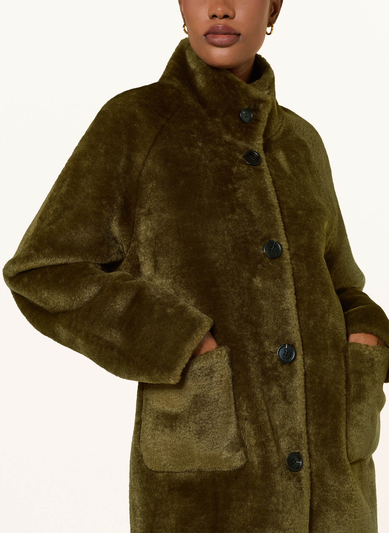 BETTA CORRADI Reversible faux fur coat: OLIVE