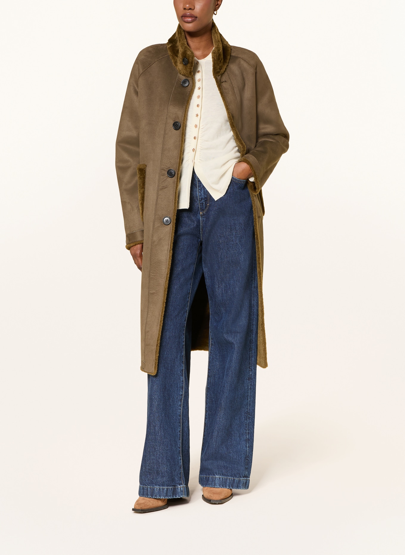 BETTA CORRADI Reversible faux fur coat: OLIVE