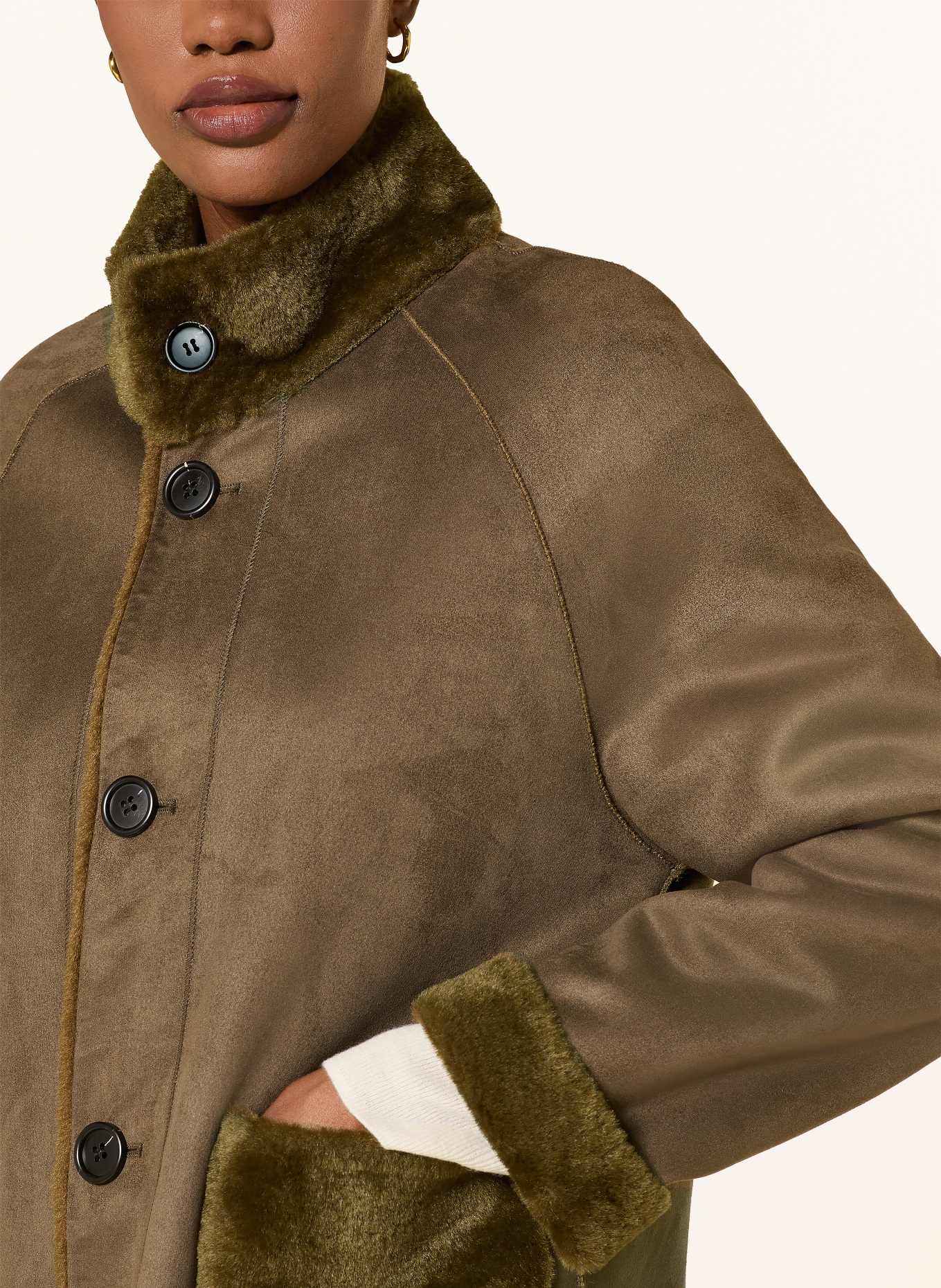 BETTA CORRADI Reversible faux fur coat: OLIVE