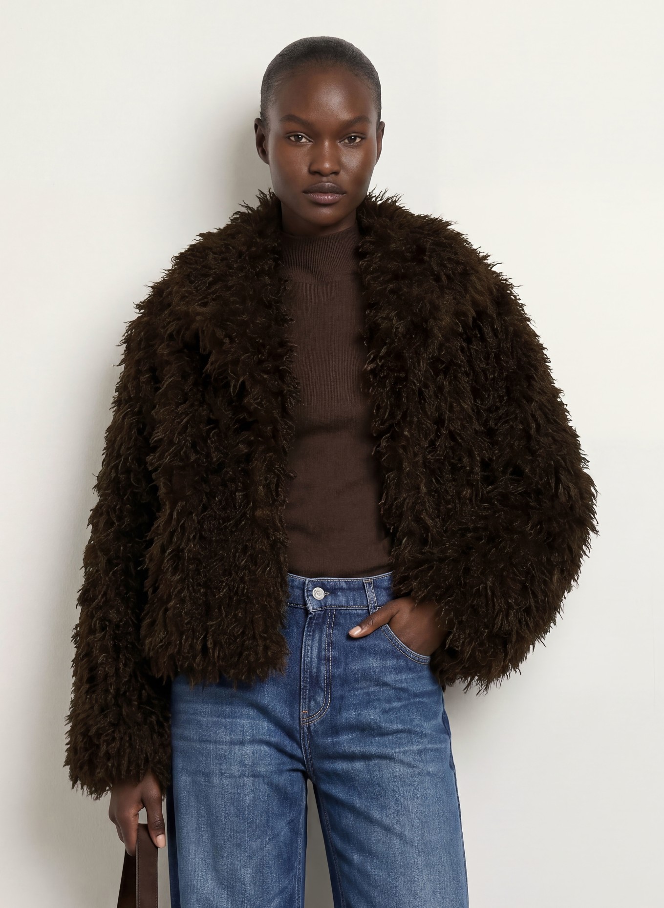 BETTA CORRADI Kunstfell-Jacke: DUNKELBRAUN