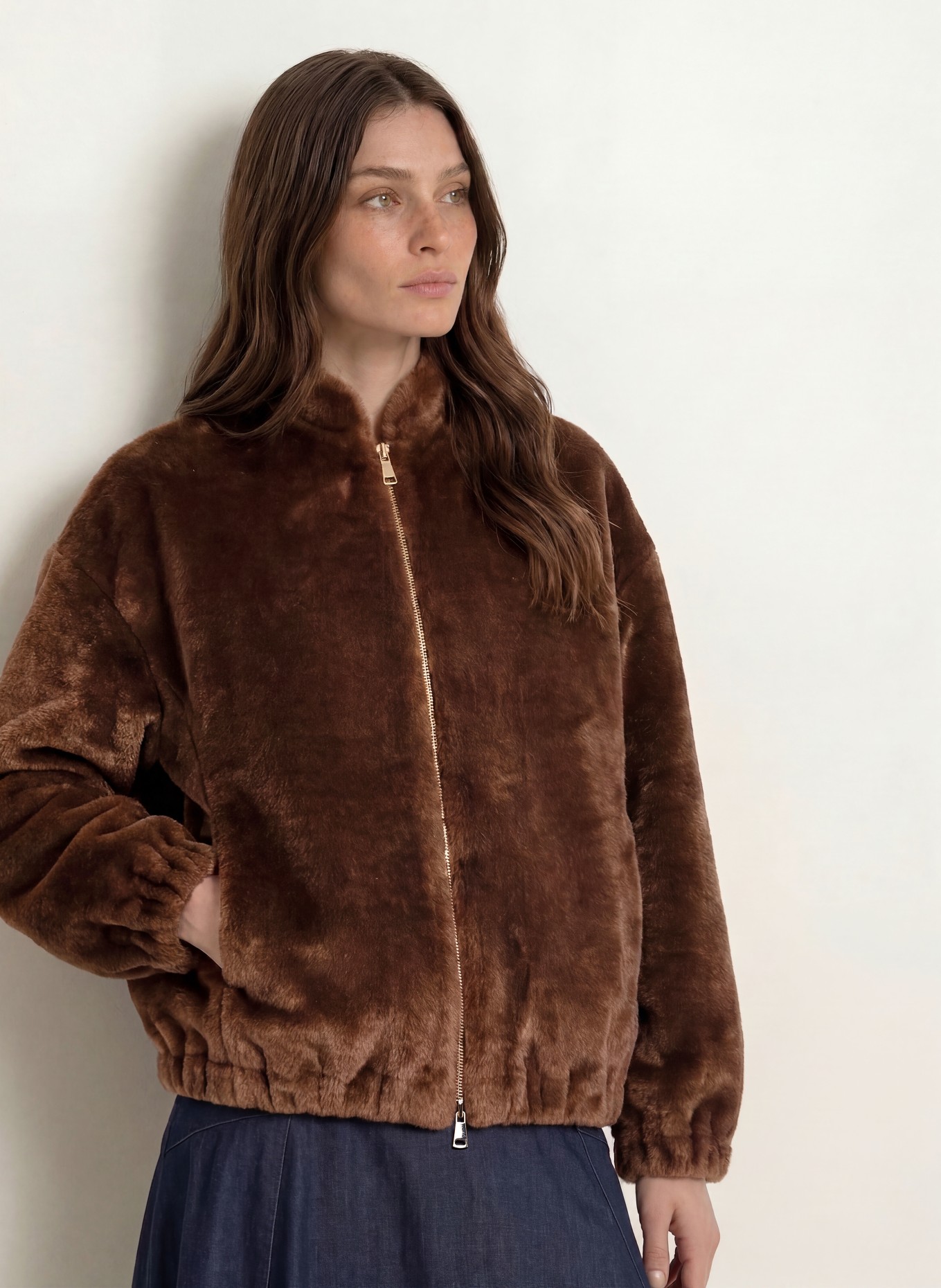 BETTA CORRADI Kunstfell-Blouson: BRAUN