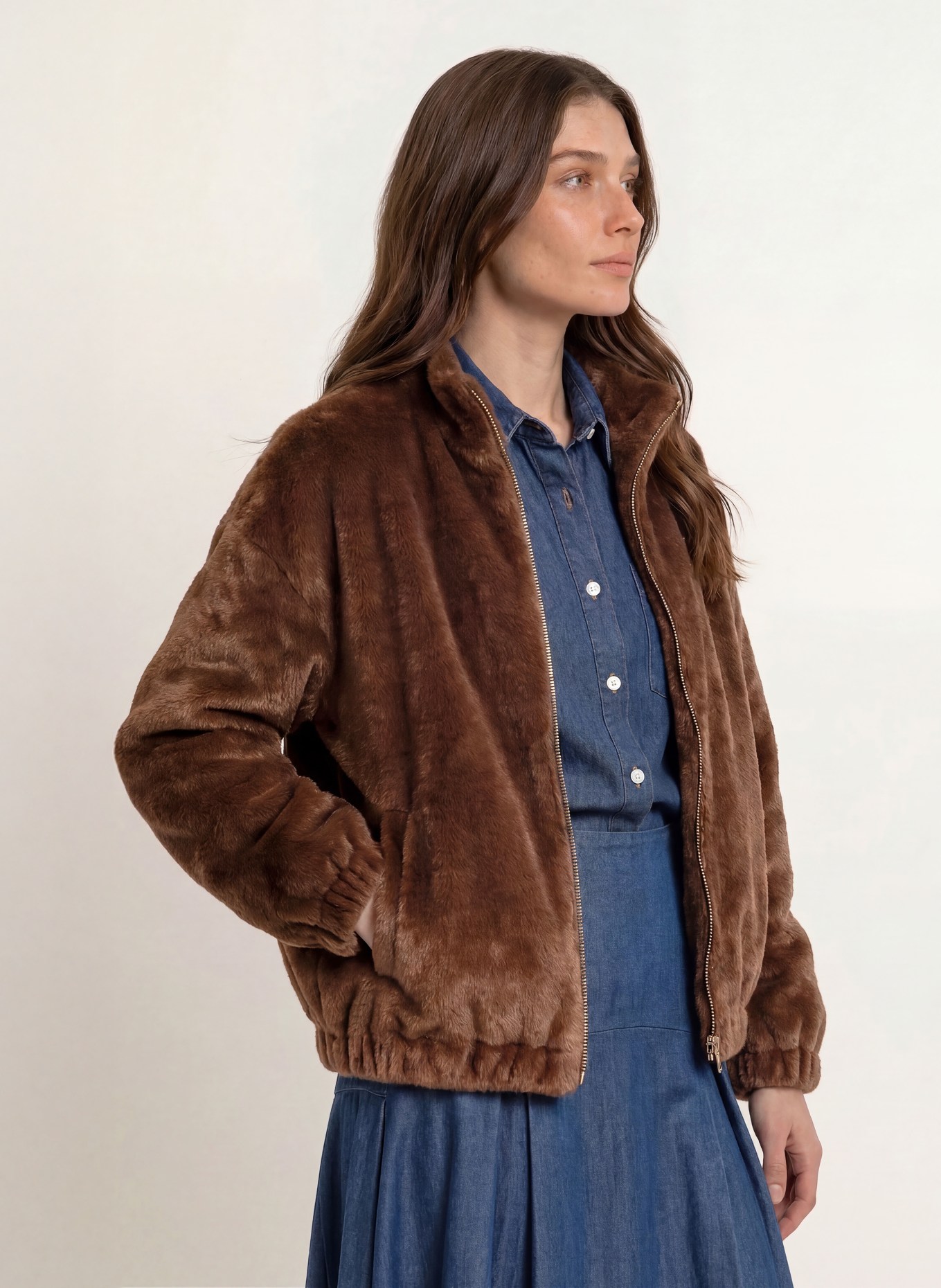 BETTA CORRADI Kunstfell-Blouson: BRAUN