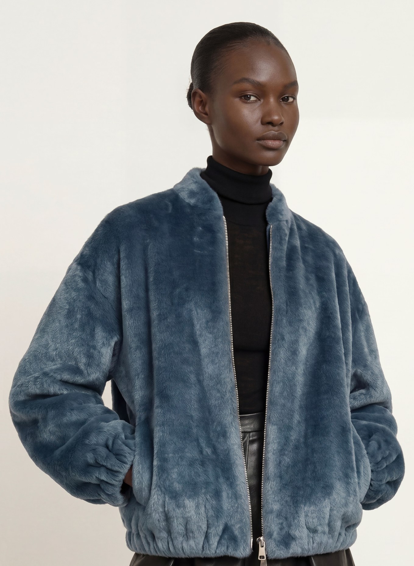 BETTA CORRADI Kunstfell-Blouson: PETROL