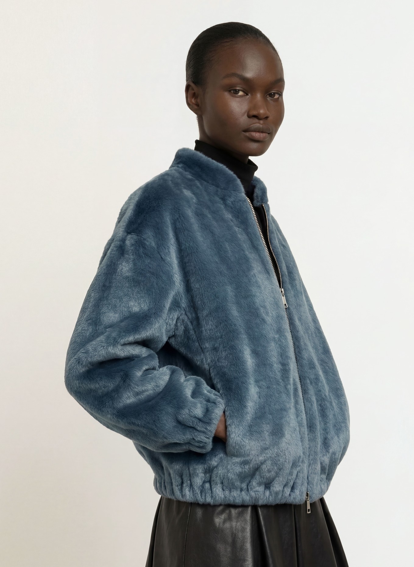 BETTA CORRADI Kunstfell-Blouson: PETROL