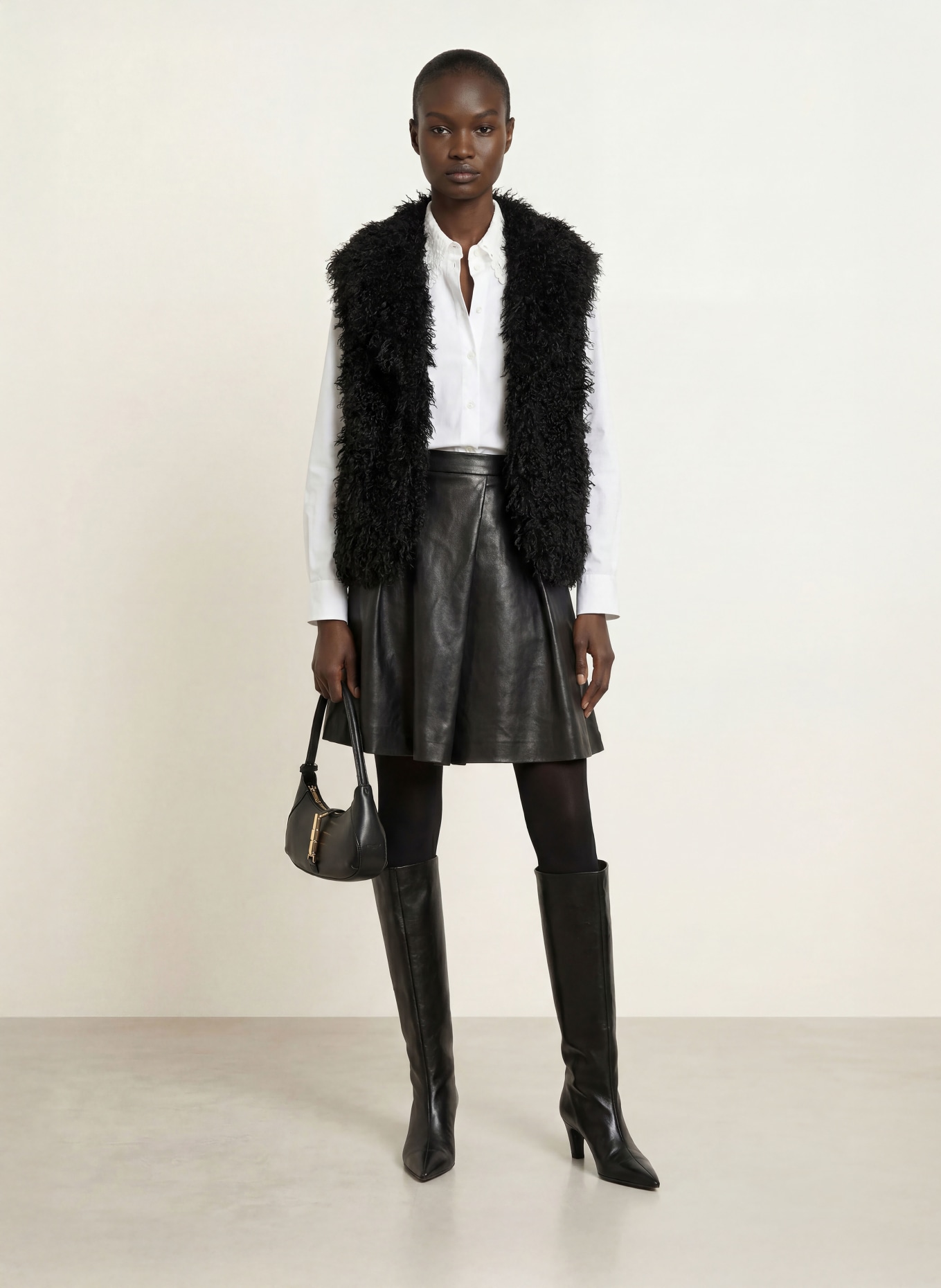 BETTA CORRADI Faux fur vest: BLACK