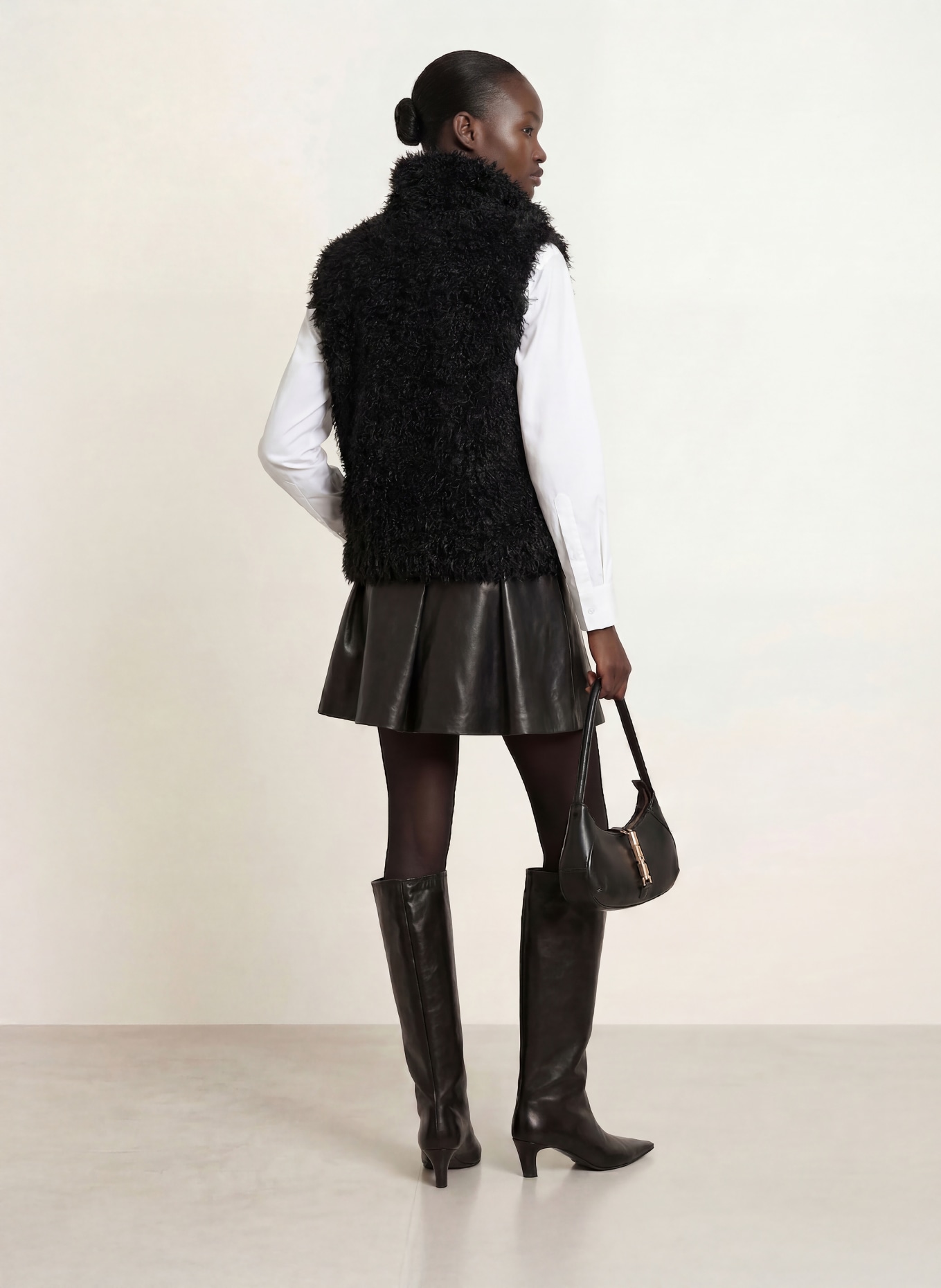 BETTA CORRADI Faux fur vest: BLACK