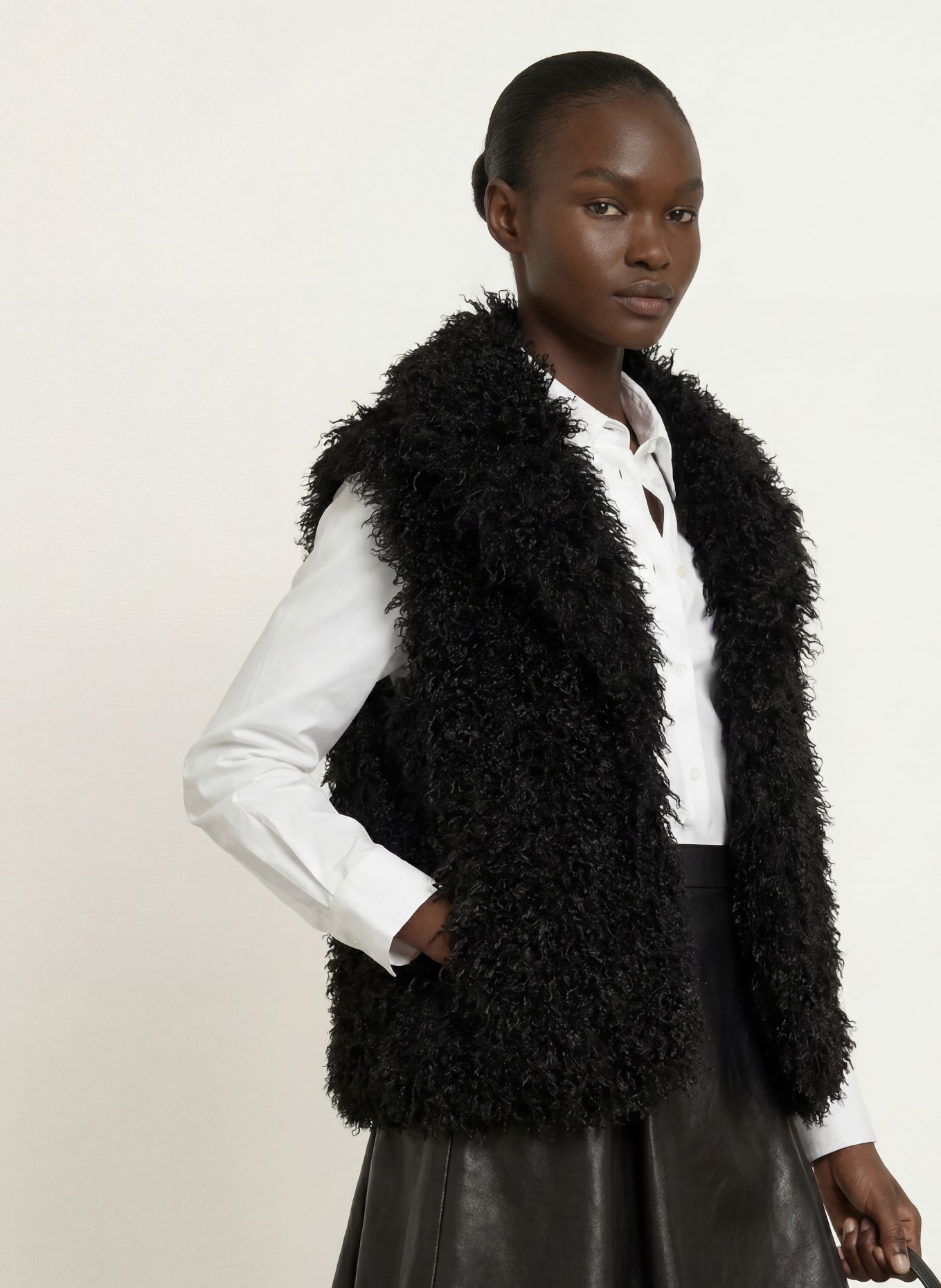 BETTA CORRADI Faux fur vest: BLACK