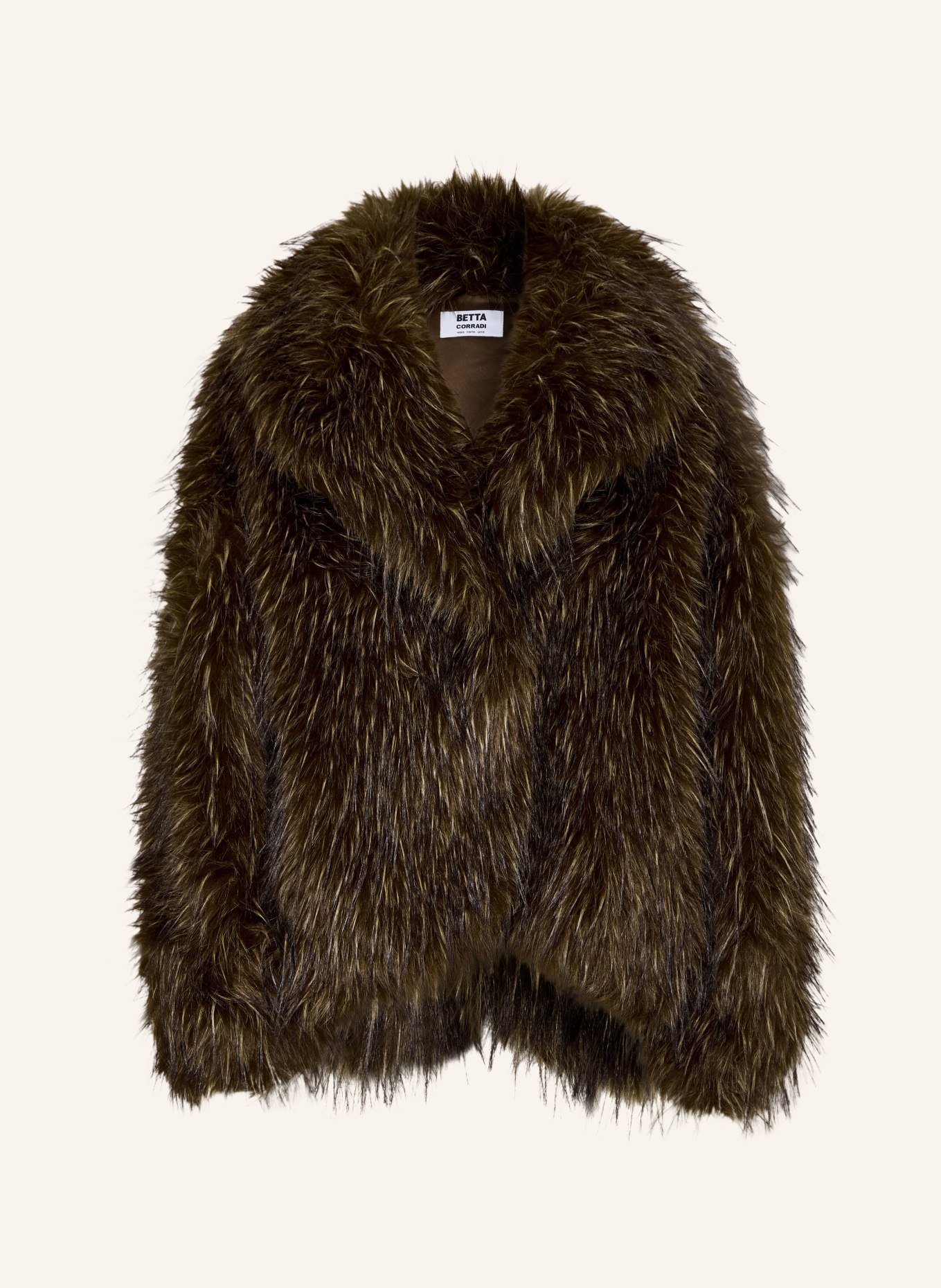 BETTA CORRADI Oversized jas van imitatiebont: MARRON FONCÉ / BEIGE