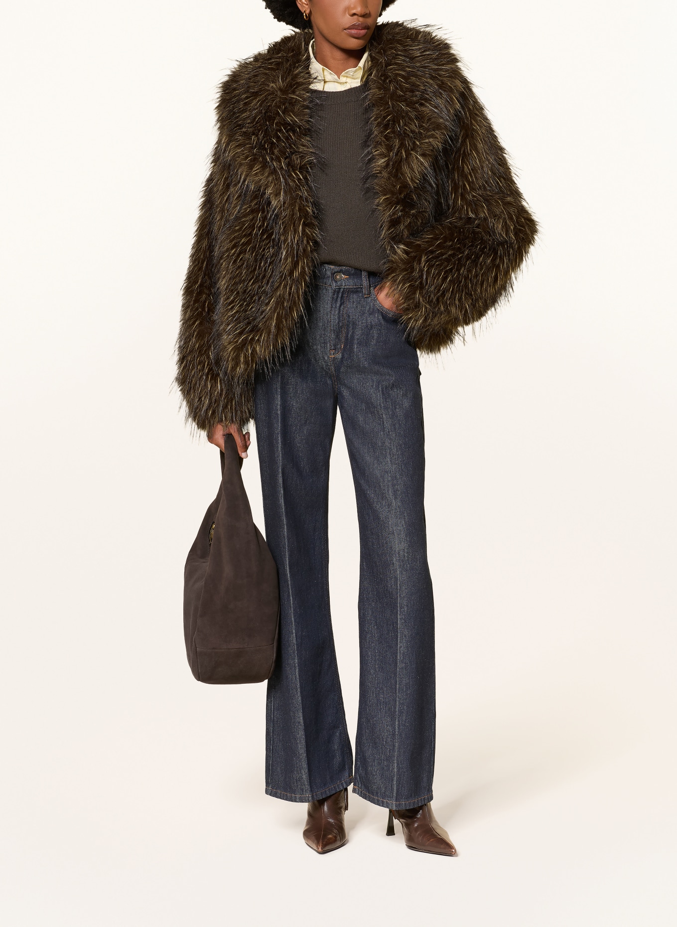 BETTA CORRADI Oversized jas van imitatiebont: MARRON FONCÉ / BEIGE
