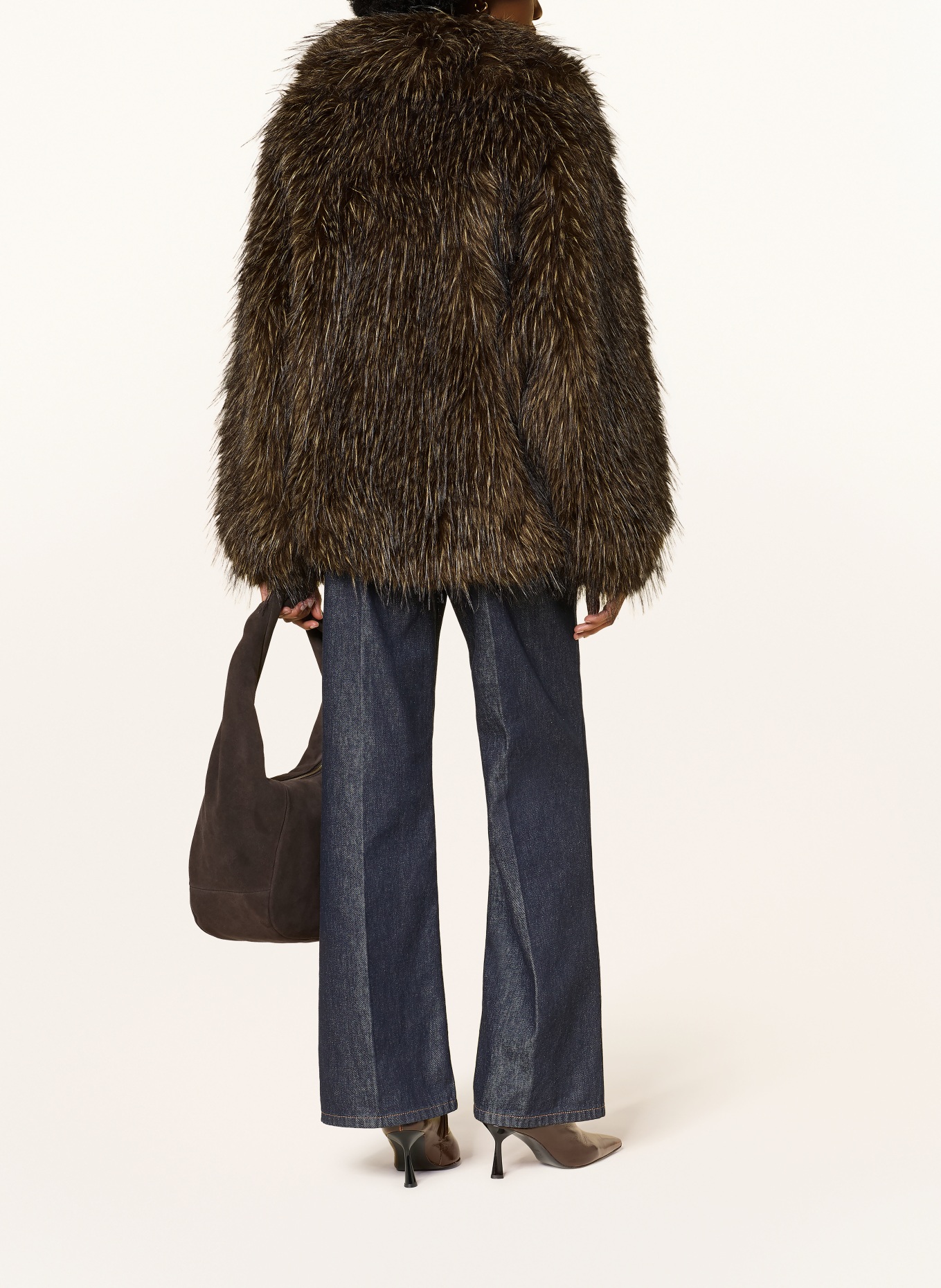 BETTA CORRADI Oversized jas van imitatiebont: MARRON FONCÉ / BEIGE