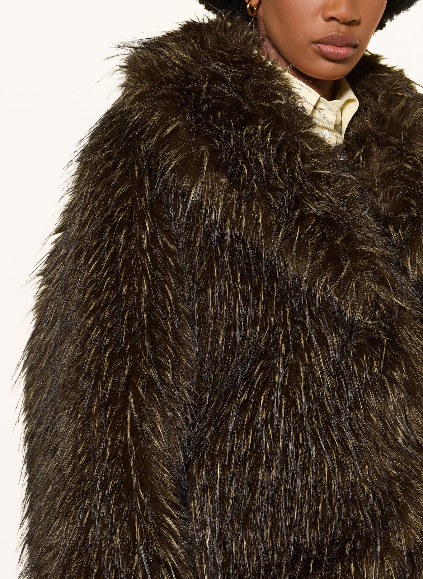 BETTA CORRADI Oversized jas van imitatiebont: MARRON FONCÉ / BEIGE
