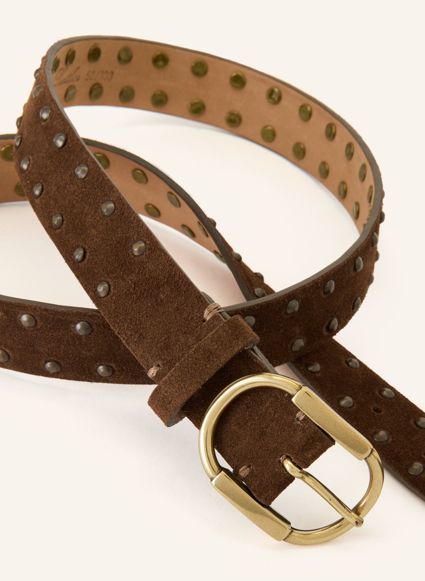 Reptile's House Leren riem met studs: MARRON FONCÉ / GOUD