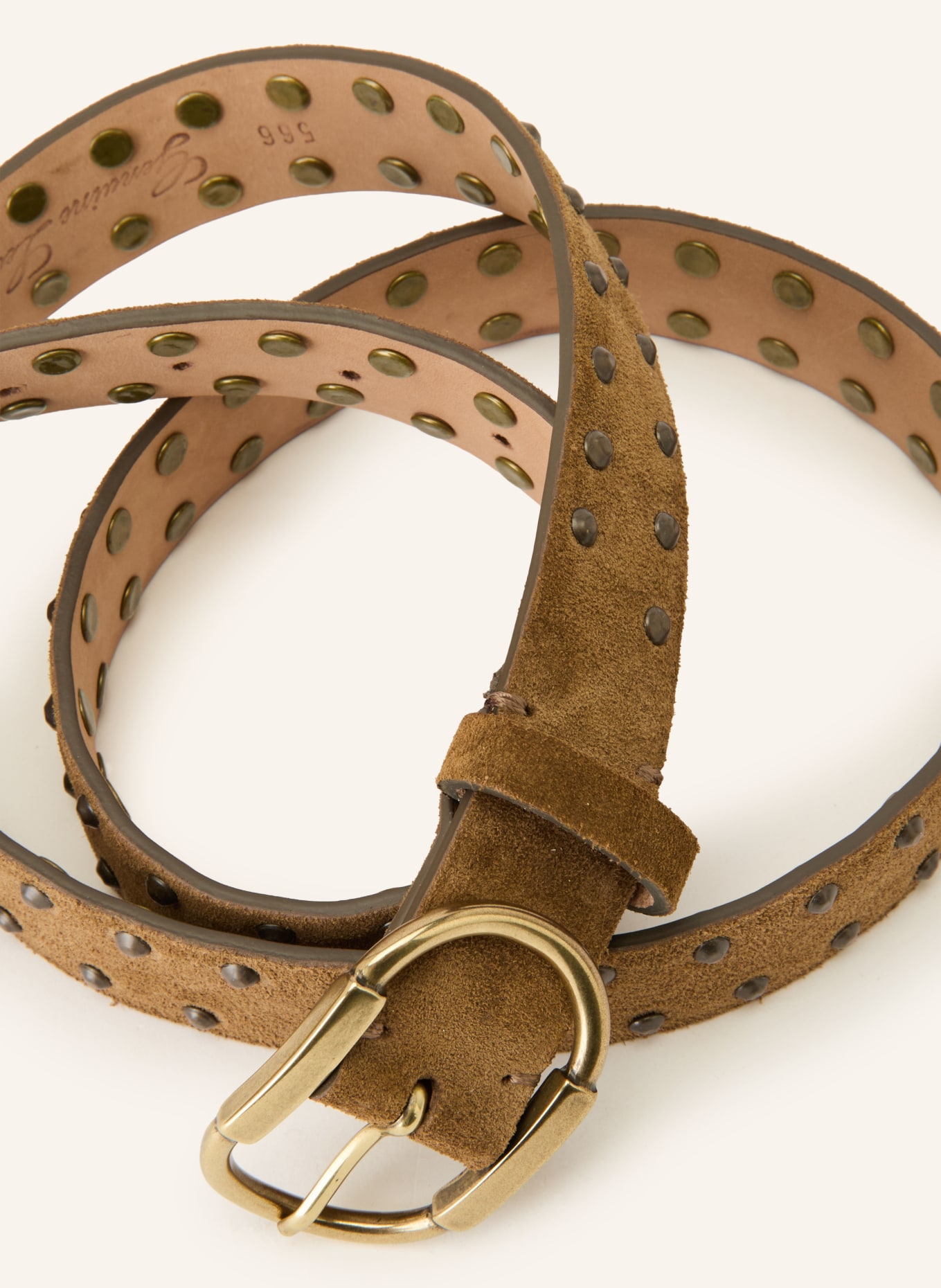 Reptile's House Leren riem met studs: BRUIN / GOUD