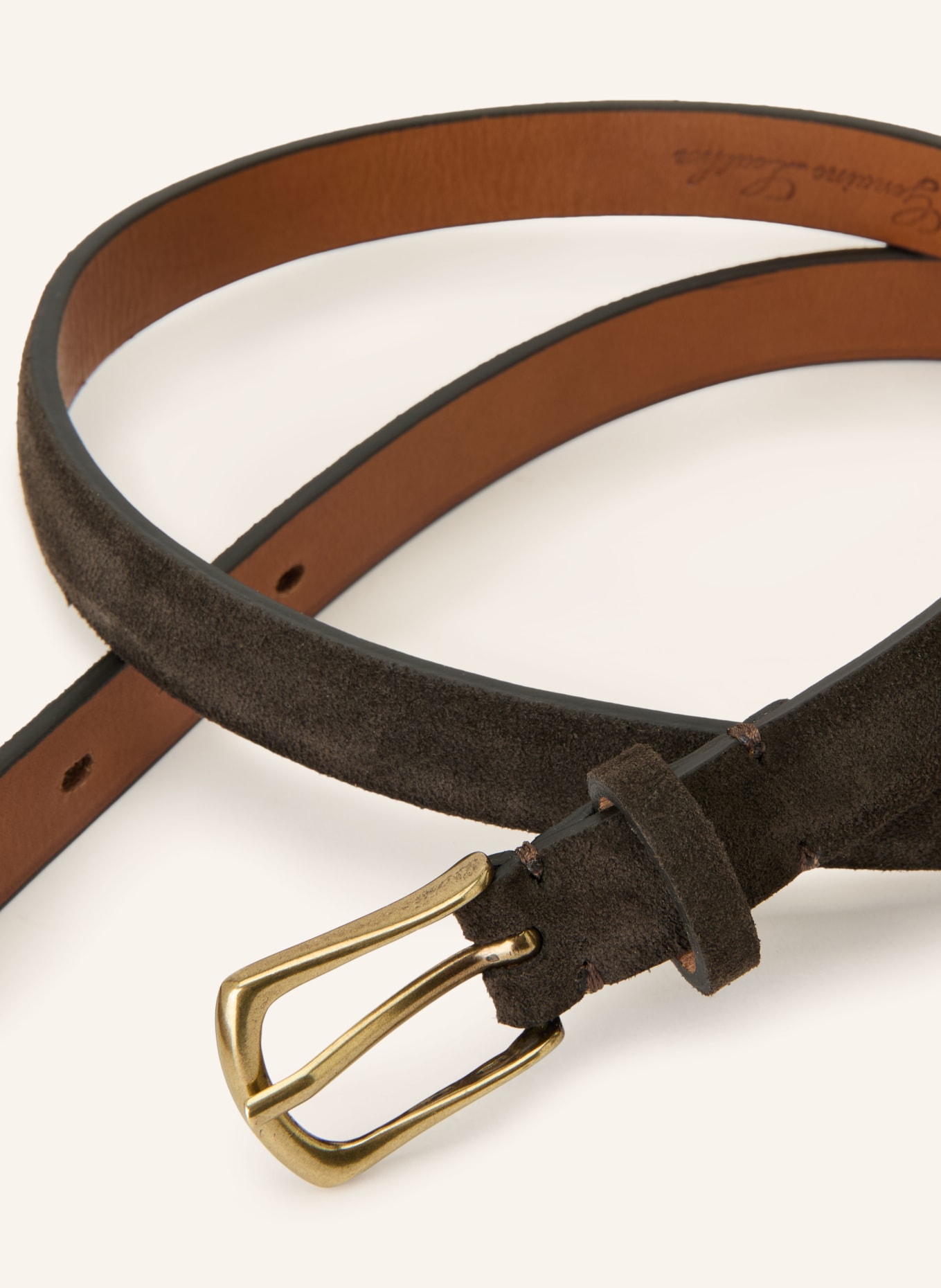 Reptile's House Leren riem: MARRON FONCÉ / GOUD